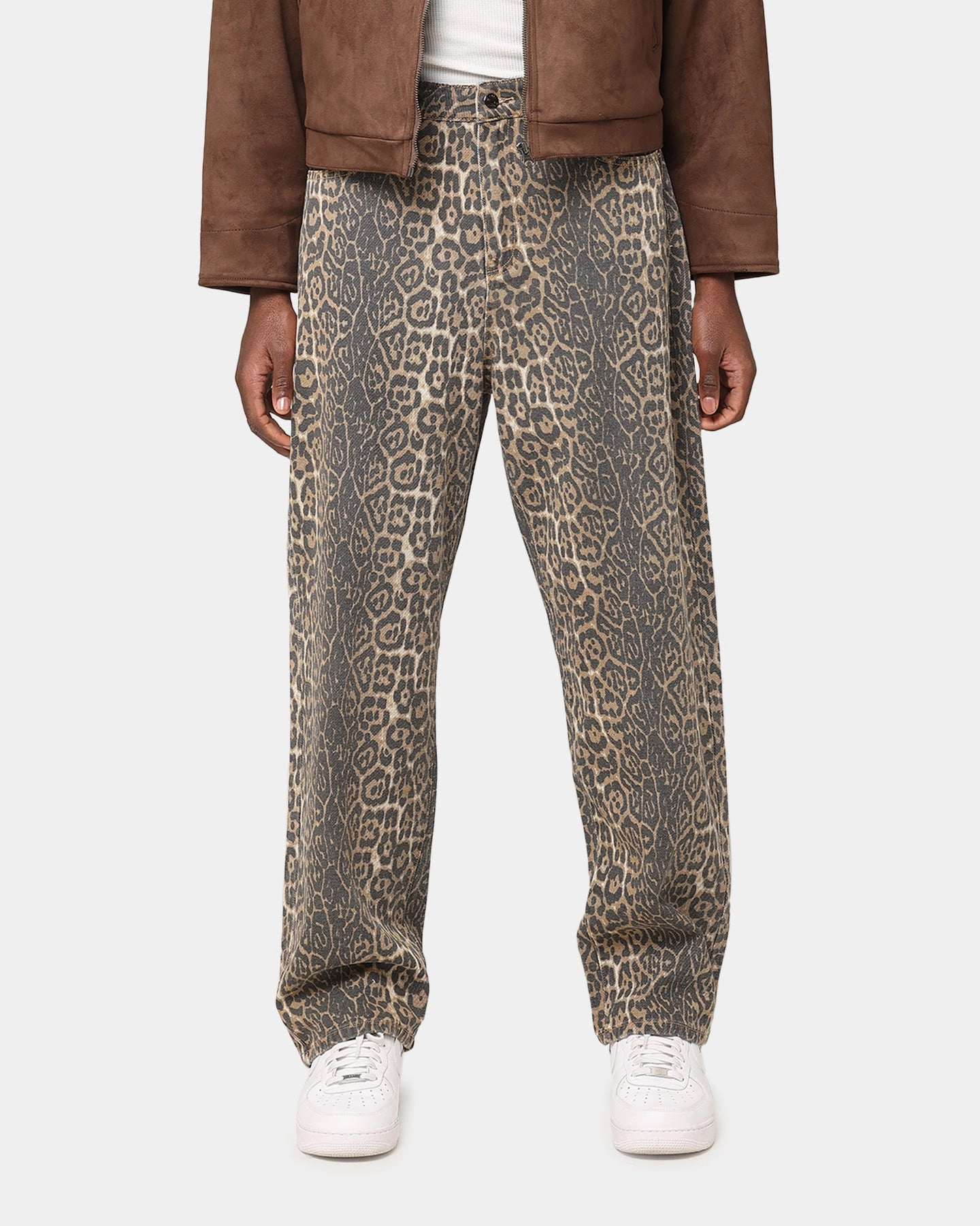 Teen Outfit Elegant Reinforced Belt Loops XXIII Leopard Baggy Jeans Leopard