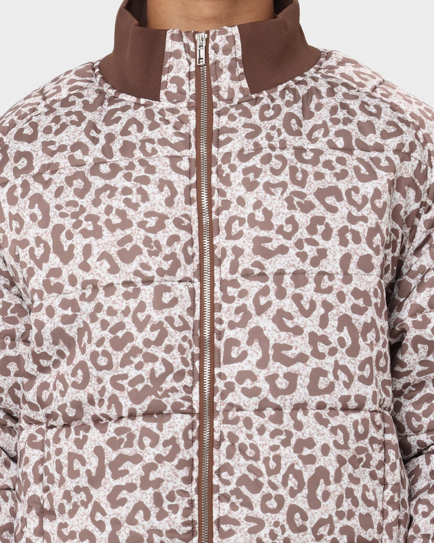 XXIII Leopard Print Puffer Jacket Leopard Tear Resistant Fabric