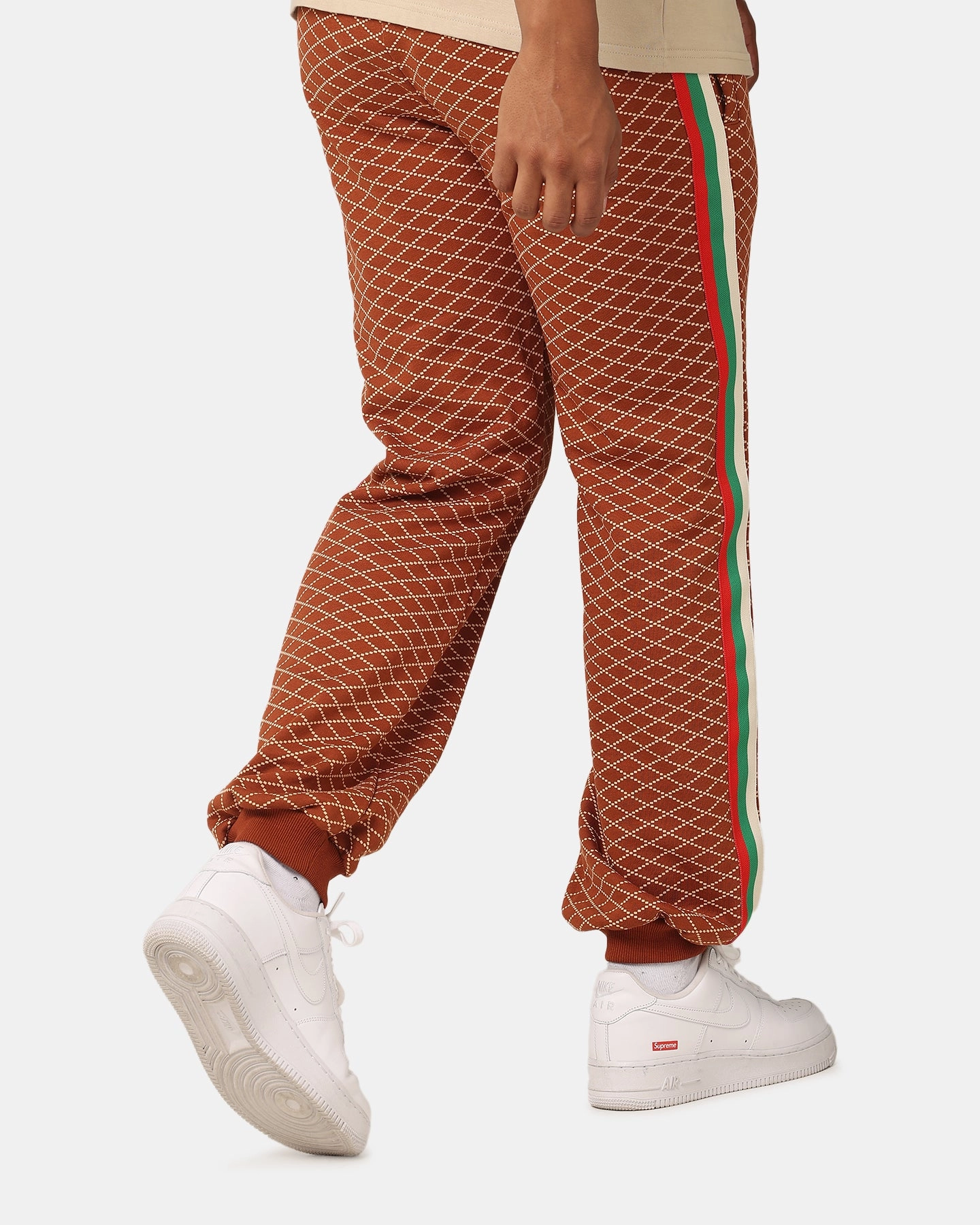 XXIII Luxe Printed Pants Brown Functional Layer Straight Leg