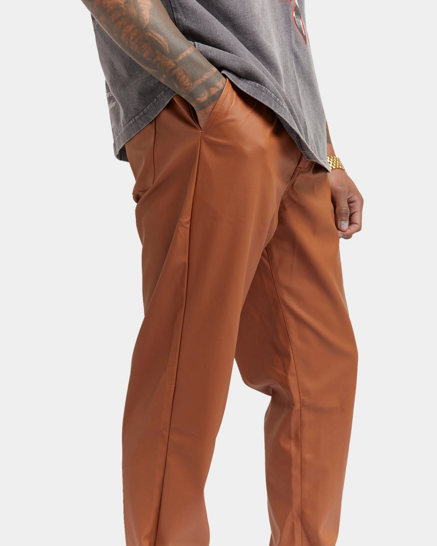 Versatile Layering Quick drying material XXIII Mykel Leather Pants Tan