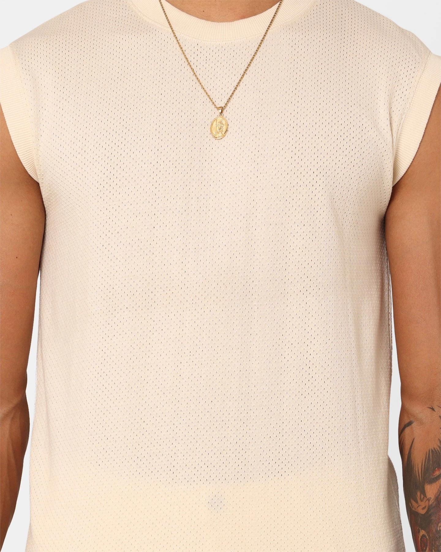 XXIII Nick Muscle Singlet Cream Eco-friendly Reinforced Collar
