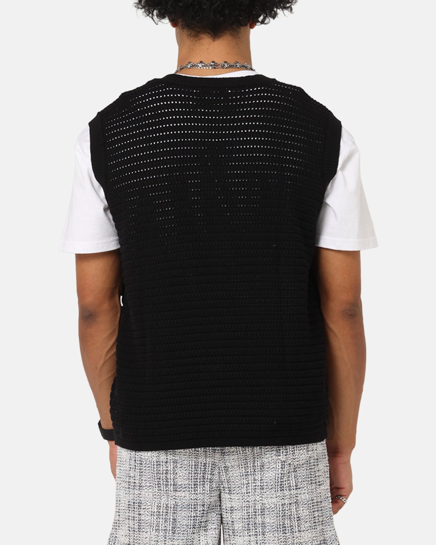 Oversized Fit XXIII Open Knit Vest Black