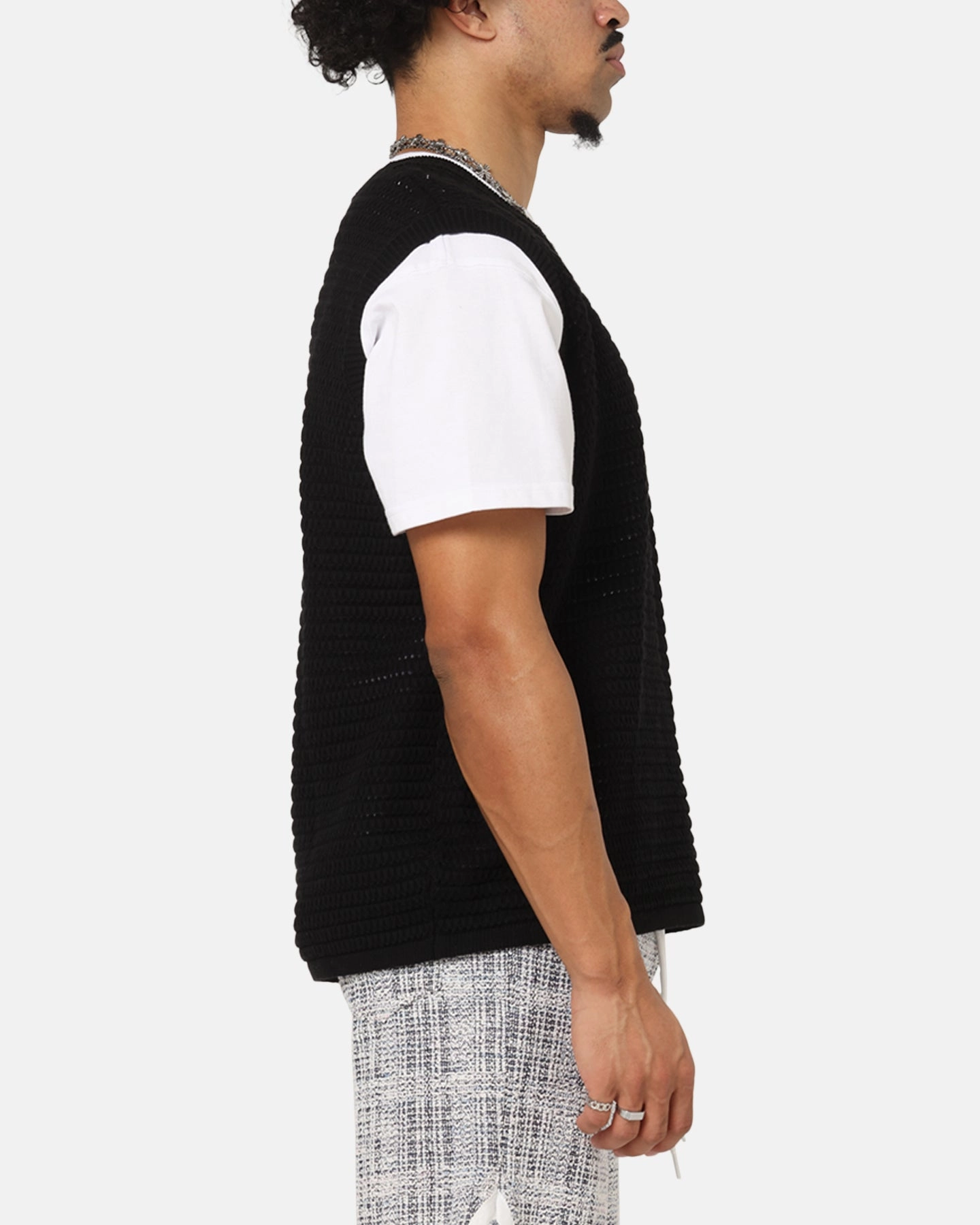 XXIII Open Knit Vest Black Breathable Material