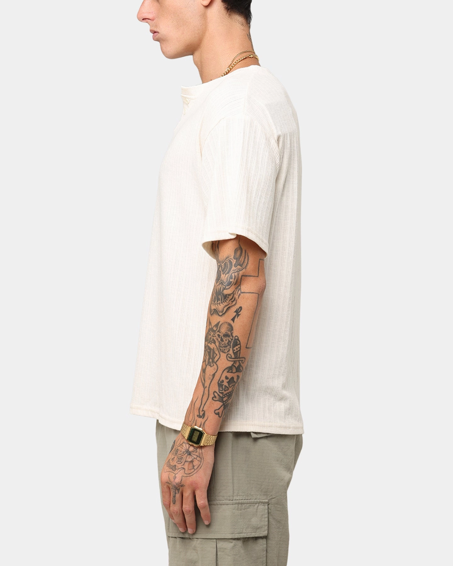 XXIII Open Neck T-Shirt Sand Non Iron Finish