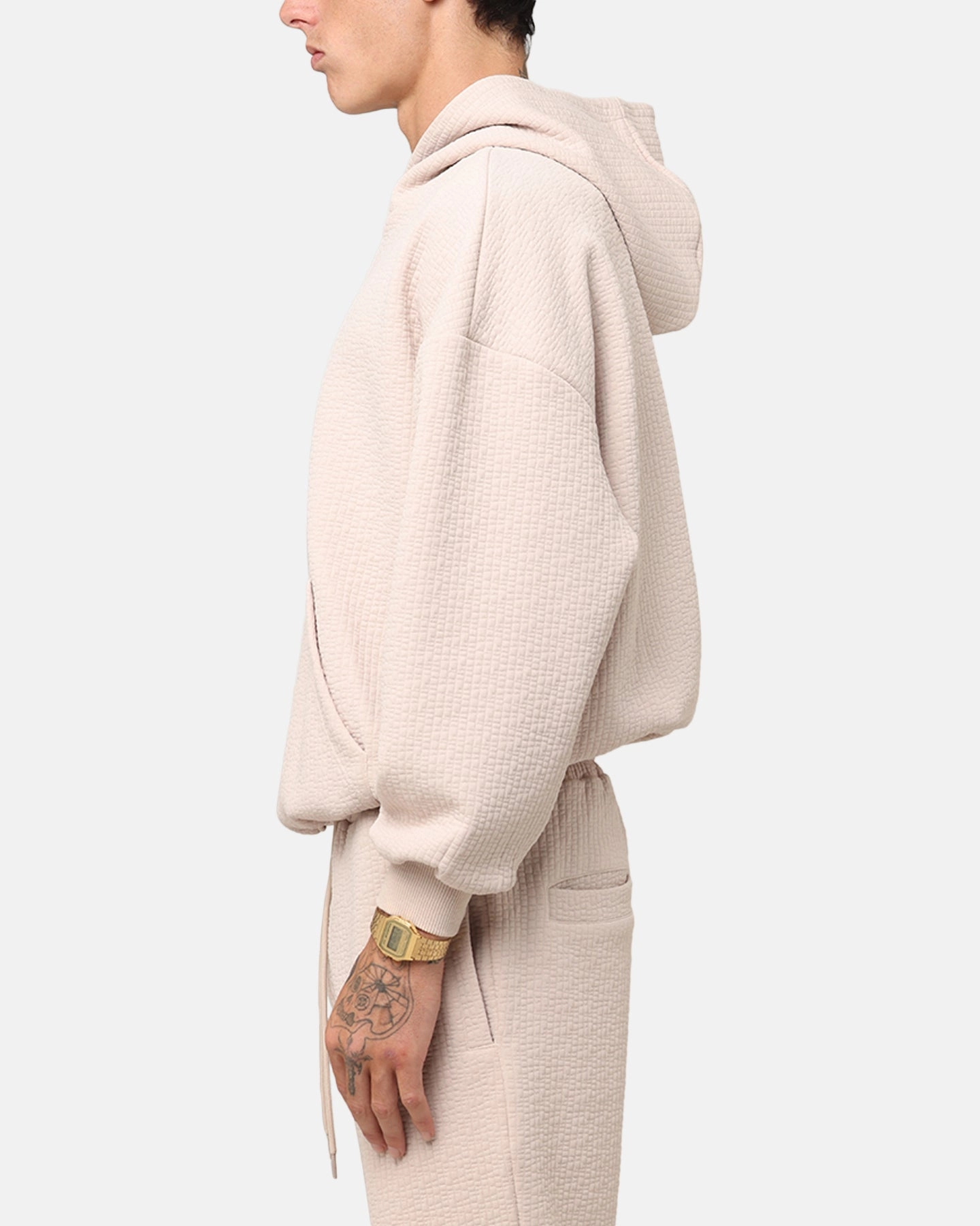 XXIII Pebble Textured Hoodie Stone simple appearance Reflective Detailing