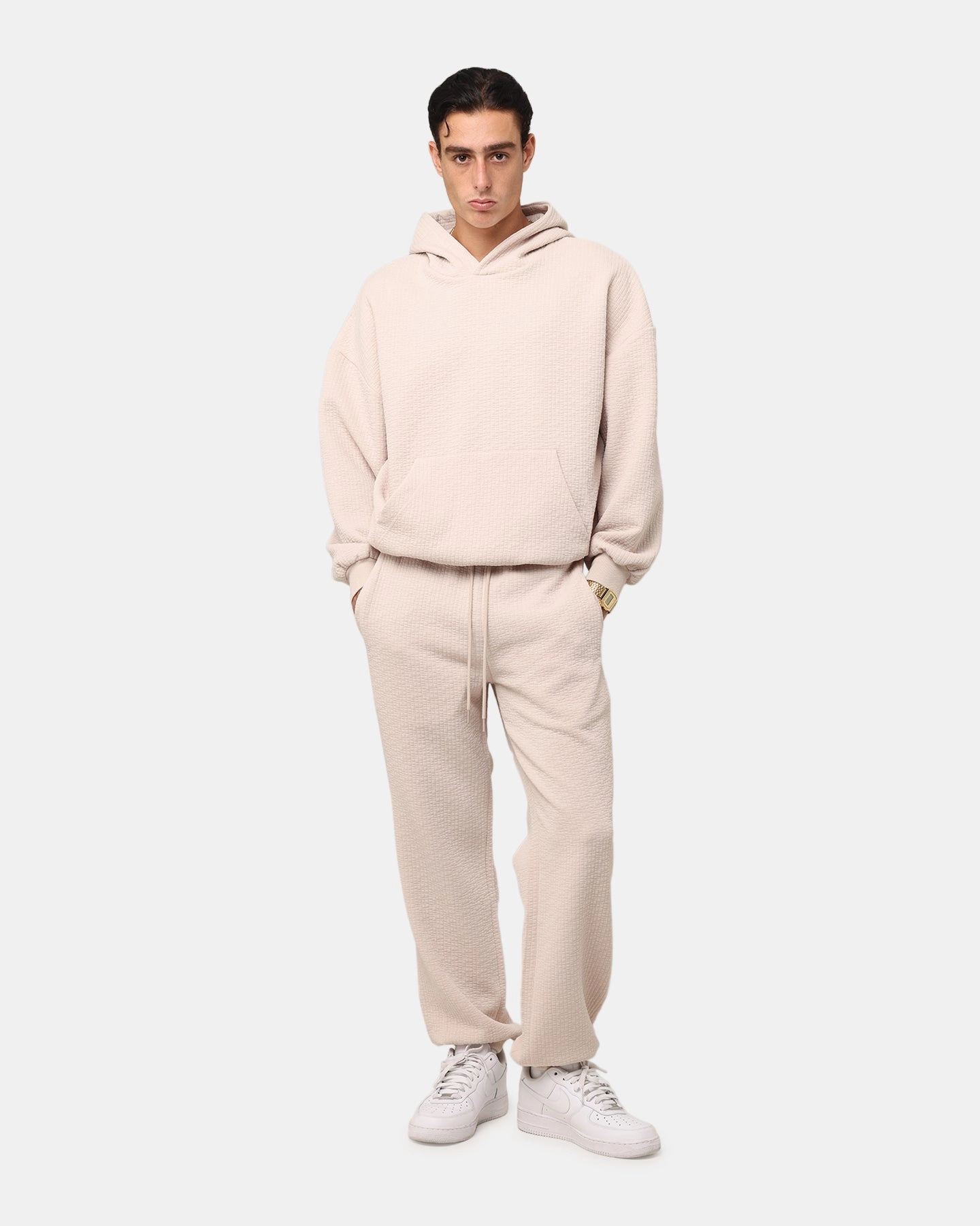 Bound Edges Reliable XXIII Pebble Textured Hoodie Stone