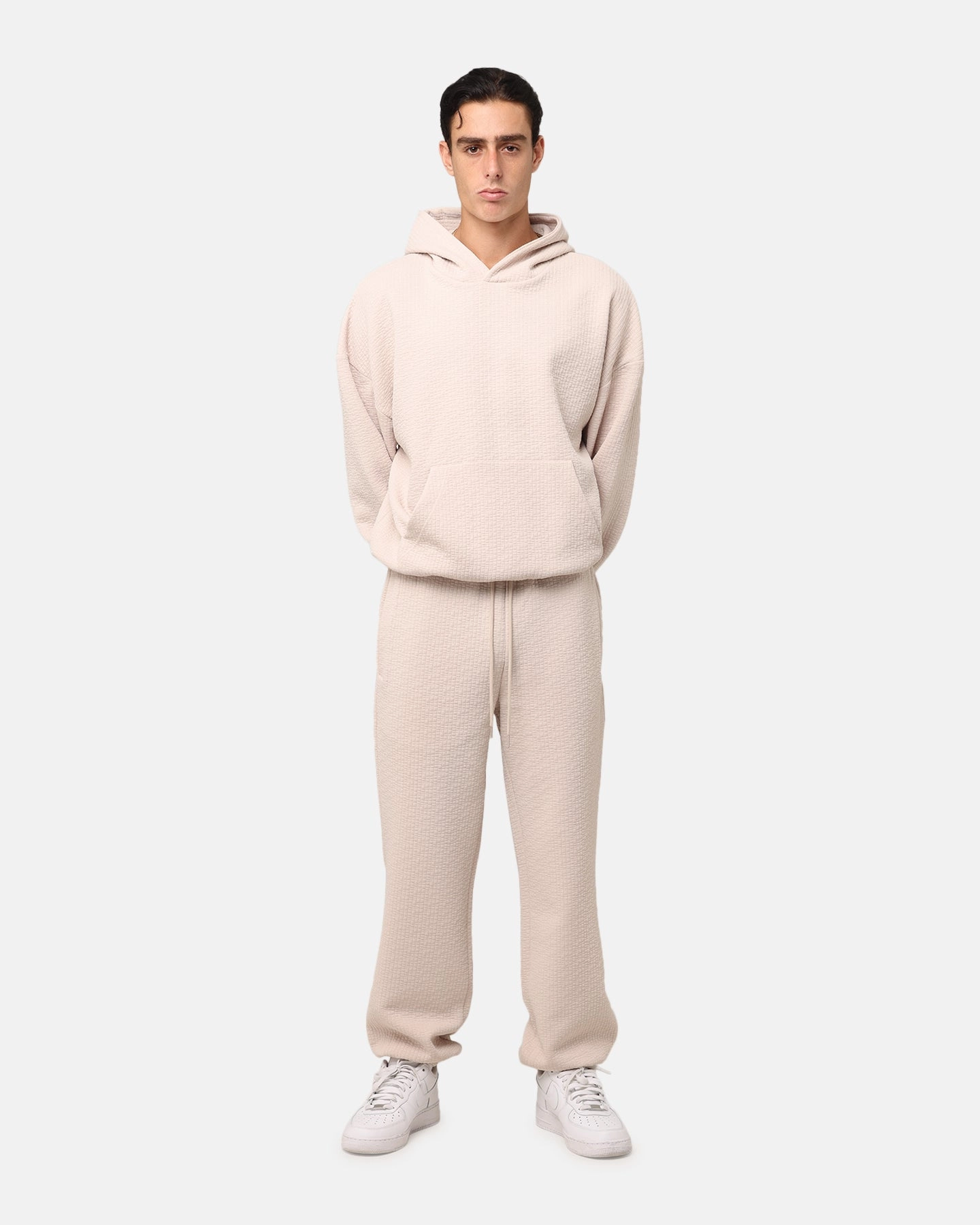 XXIII Pebble Textured Sweatpants Stone Simple Silhouette Refined fit