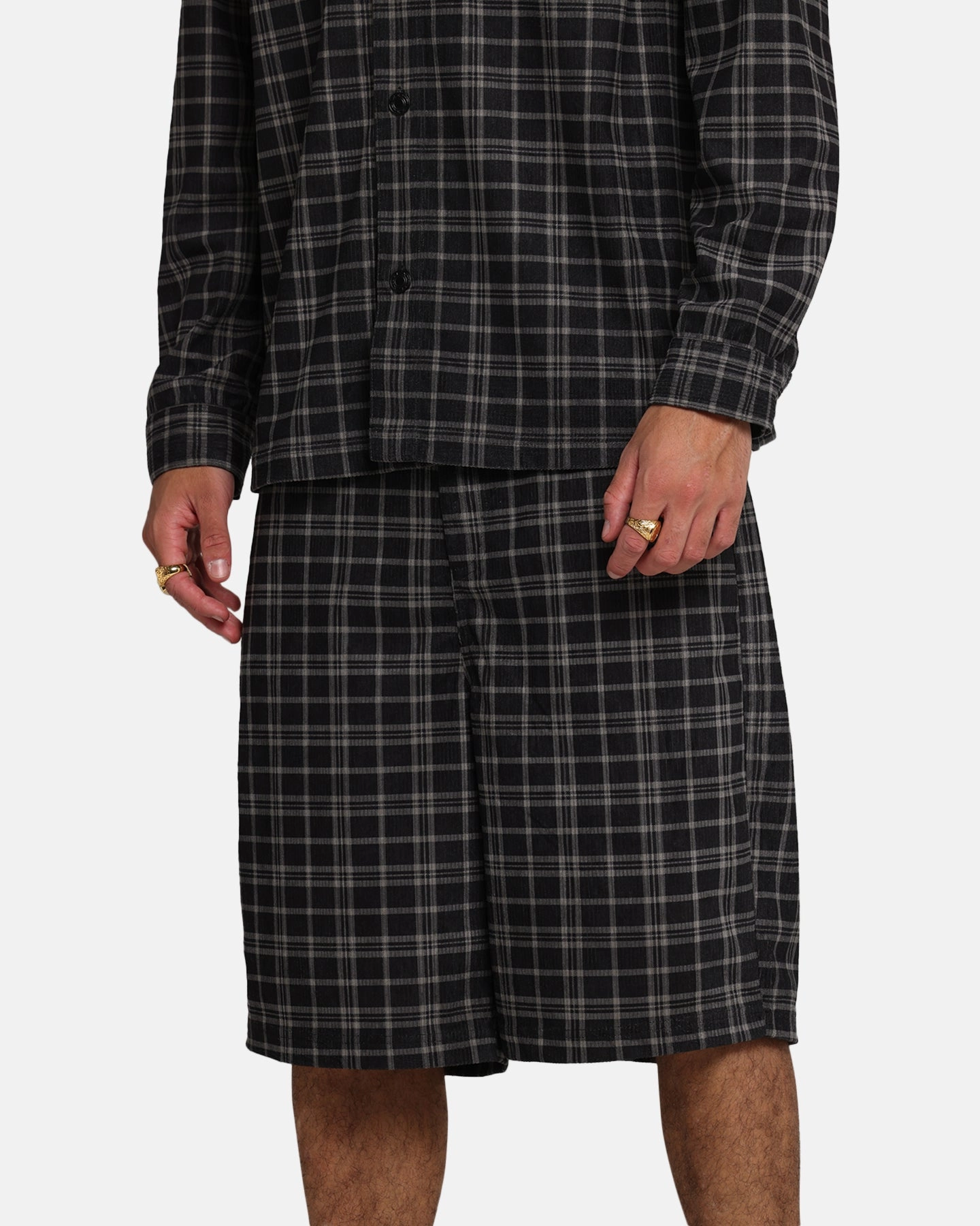 XXIII Plaid Corduroy Jorts Black/Grey Formal Wear QuickAccessPockets