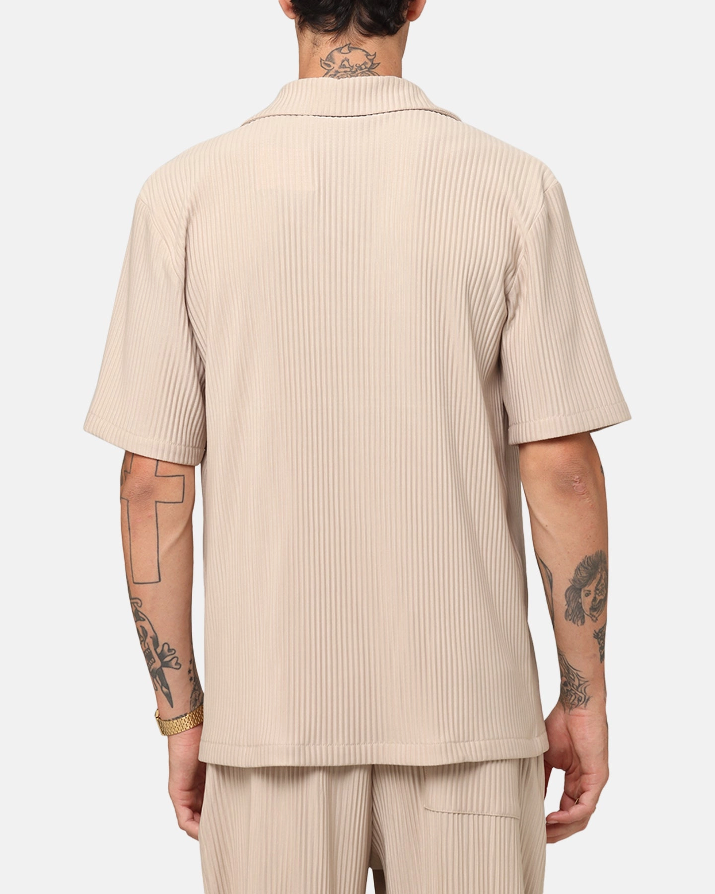Summer Camp XXIII Pleated Button Up Shirt Tan