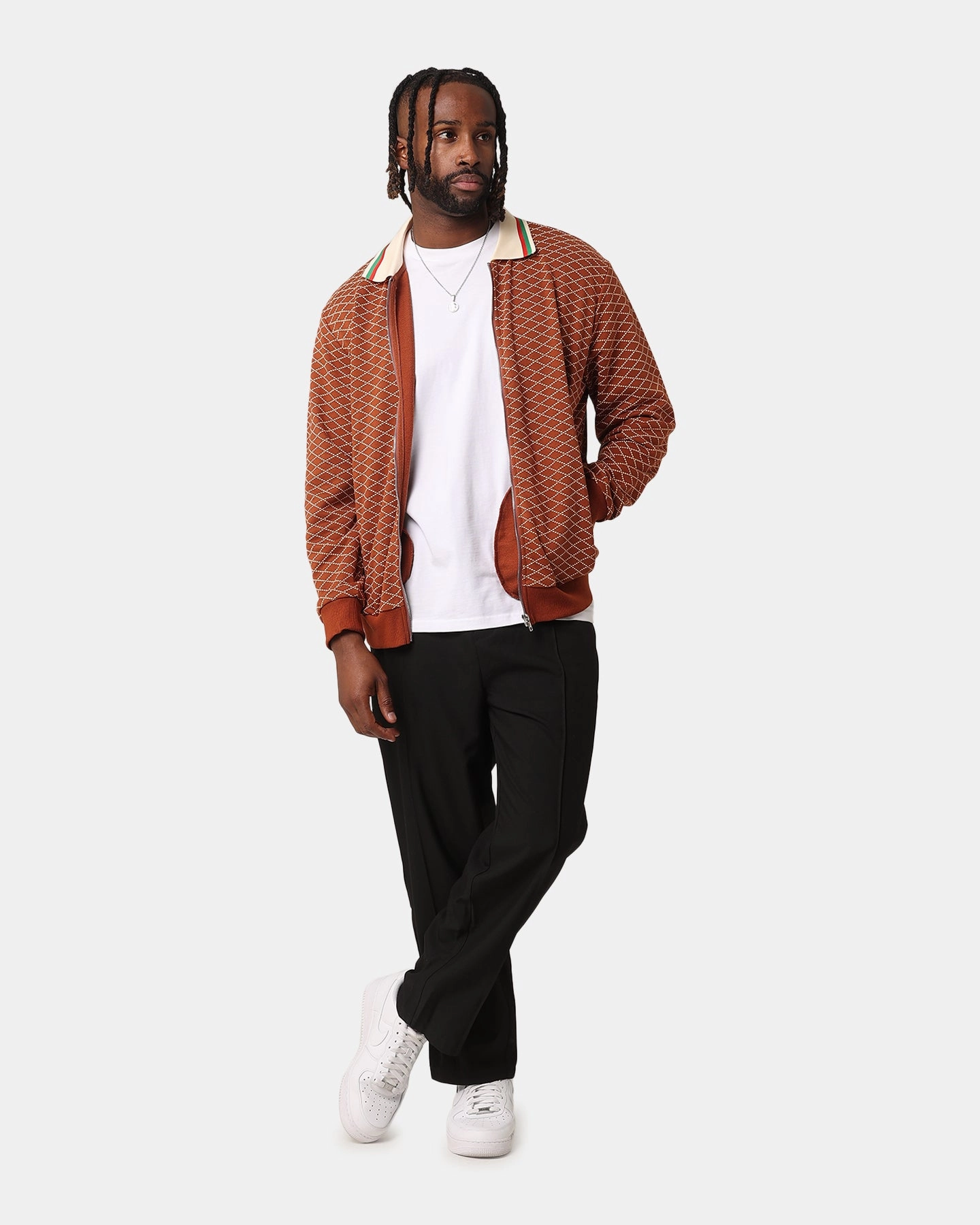 XXIII Printed Bomber Jacket Brown Ventilation Panels High Visibility Accents