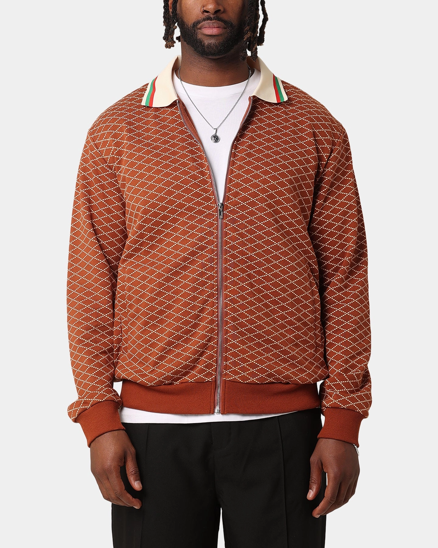 XXIII Printed Bomber Jacket Brown Cozy Design