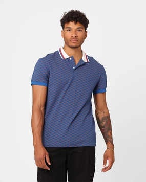 XXIII Printed Polo Shirt Blue/Brown Streetwear Edge Matte Surface Texture