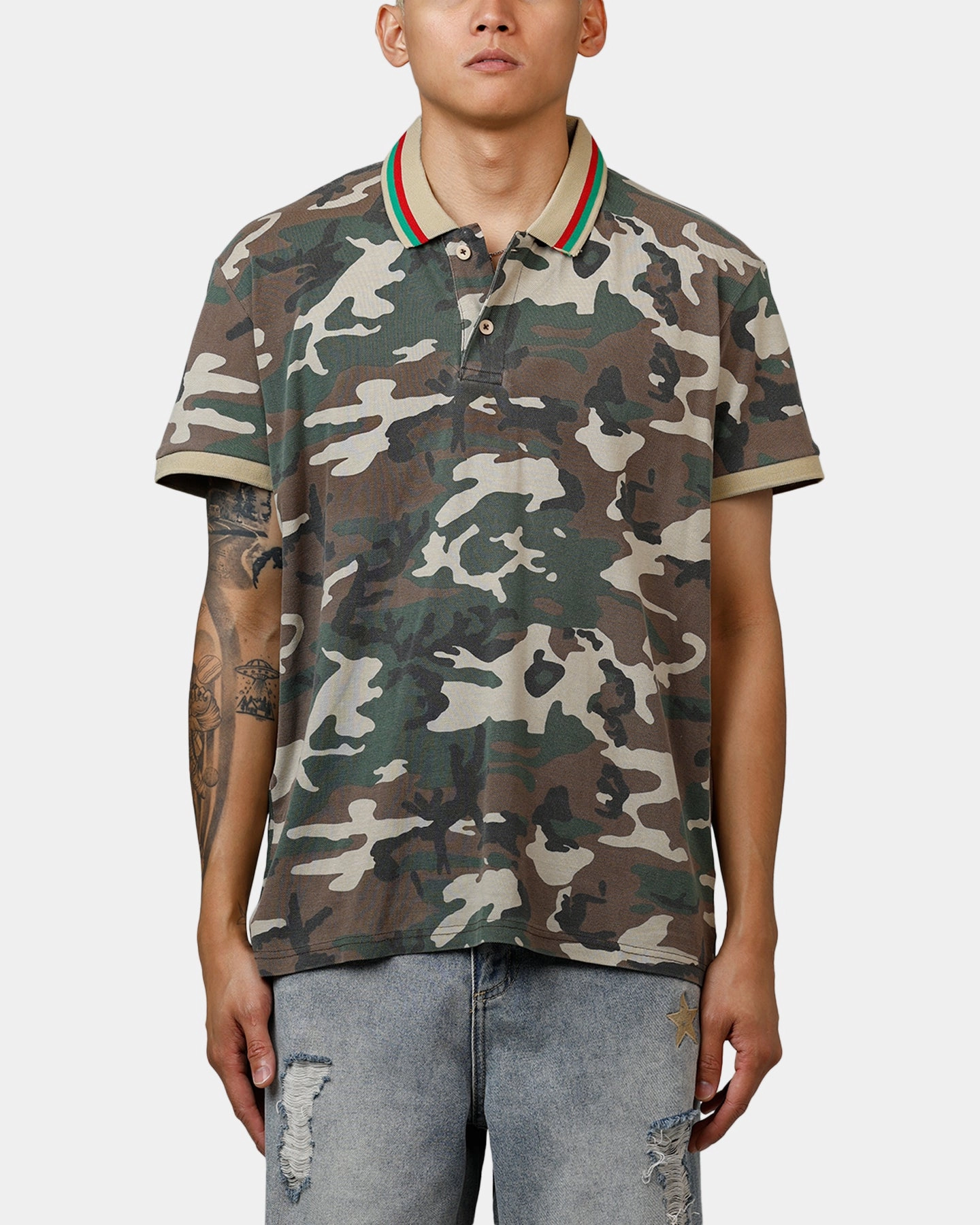 Breathable Knitwear XXIII Printed Polo Shirt Washed Camo