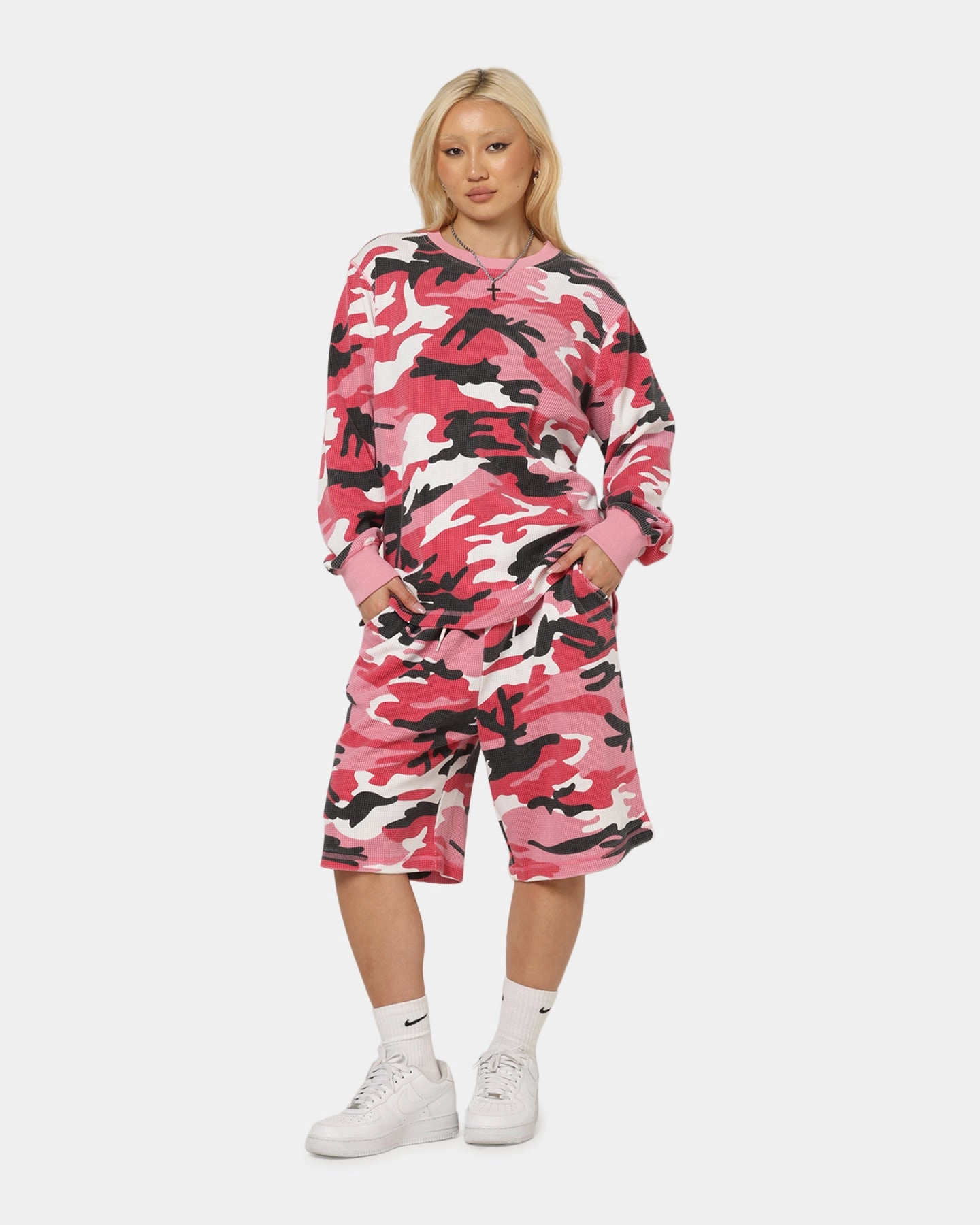 XXIII Printed Thermal Long Sleeve T-Shirt Pink Camo Smooth Finish