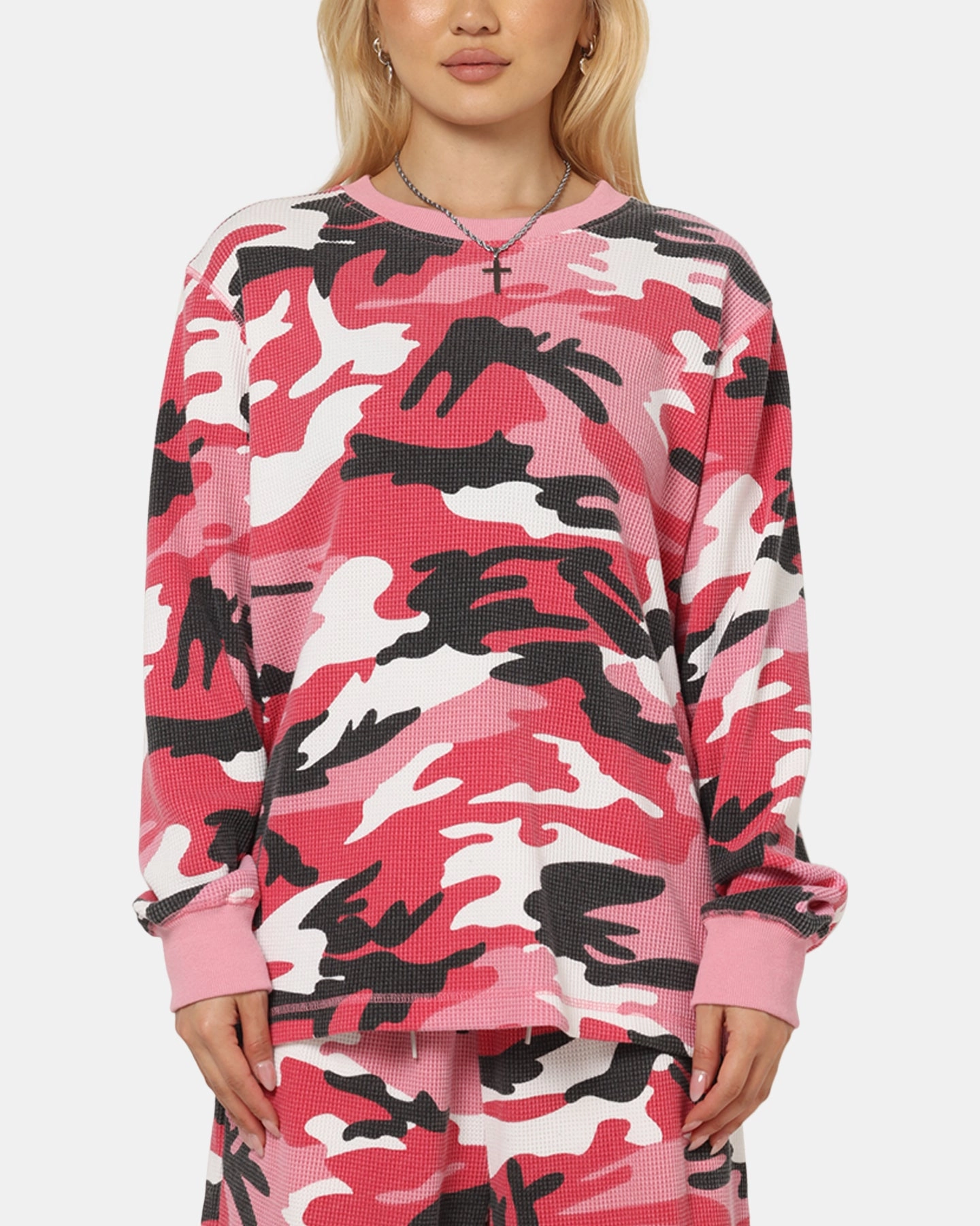 XXIII Printed Thermal Long Sleeve T-Shirt Pink Camo Everyday Top