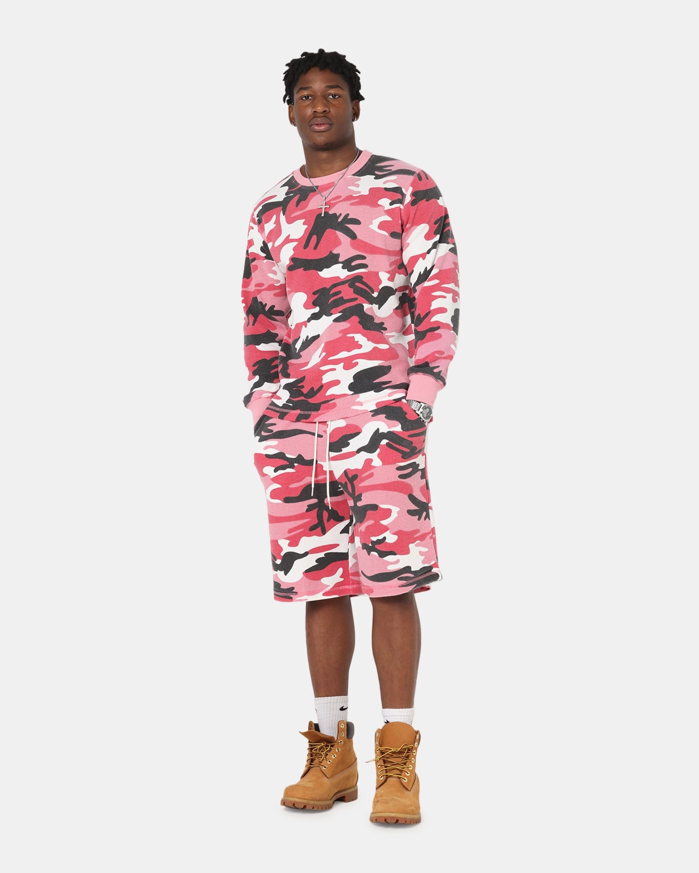 XXIII Printed Thermal Long Sleeve T-Shirt Pink Camo Fashion Essential