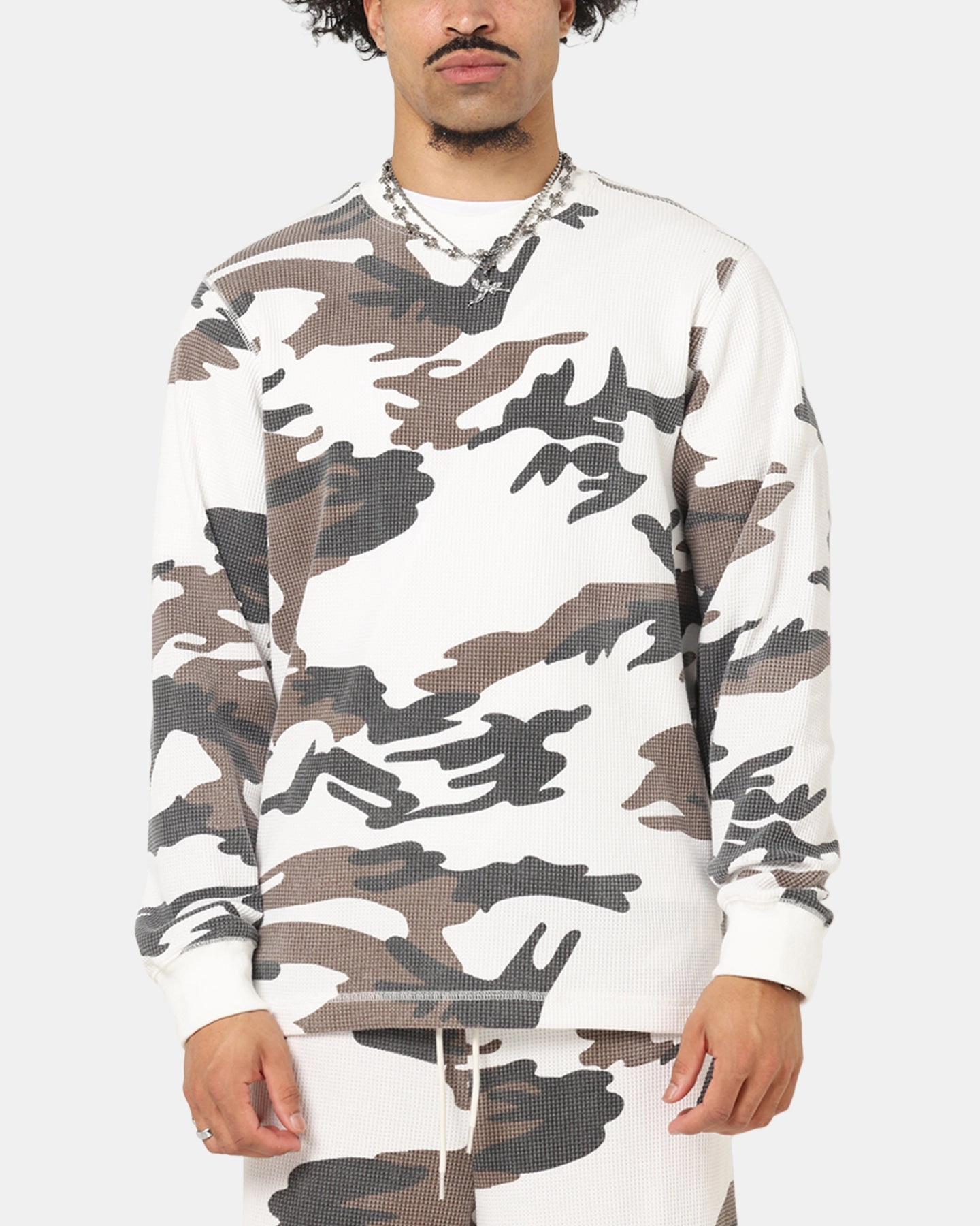 XXIII Printed Thermal Long Sleeve T-Shirt Snow Camo Sleek Design