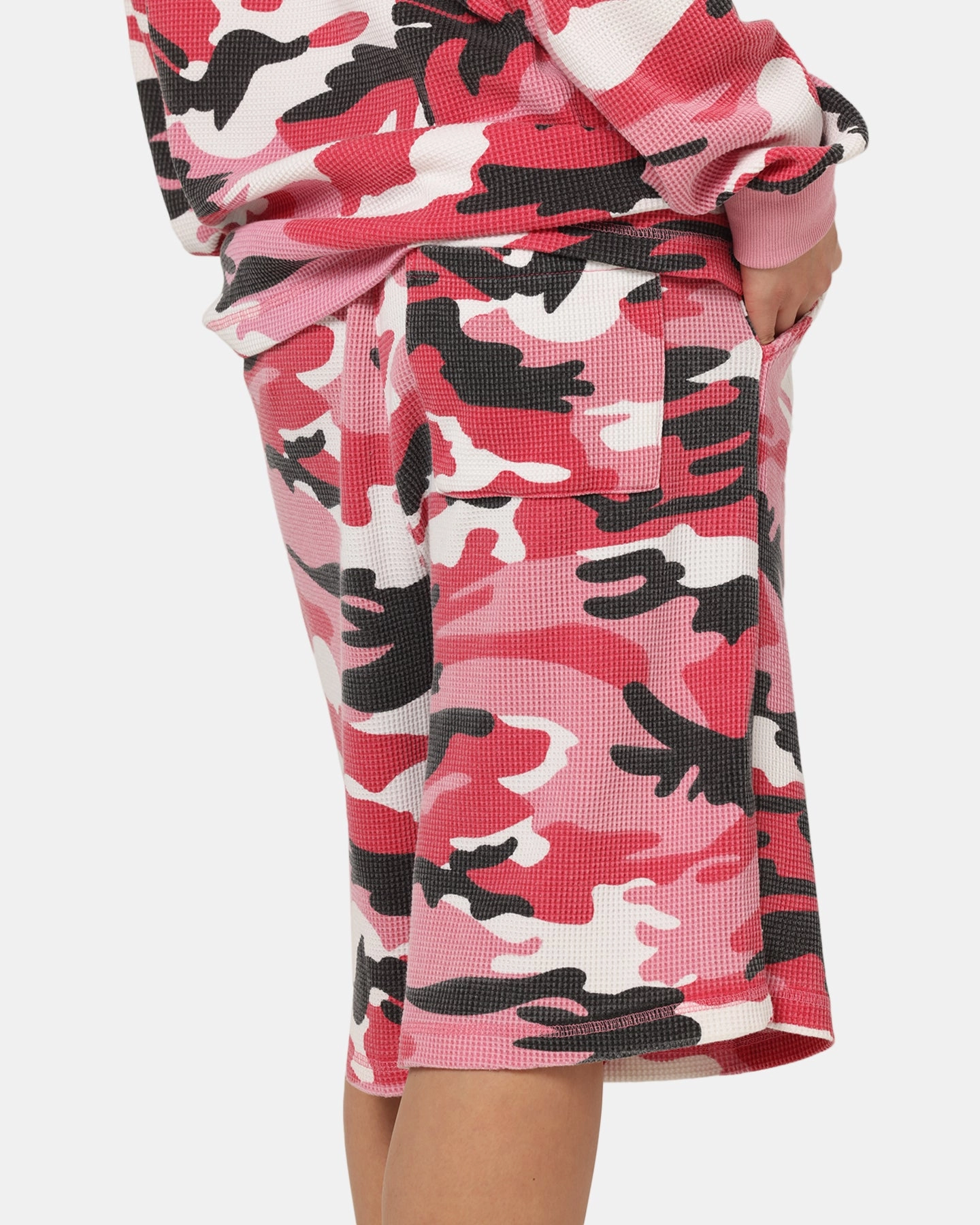 rhinestone accents Reinforced Stress Points XXIII Printed Thermal Shorts Pink Camo