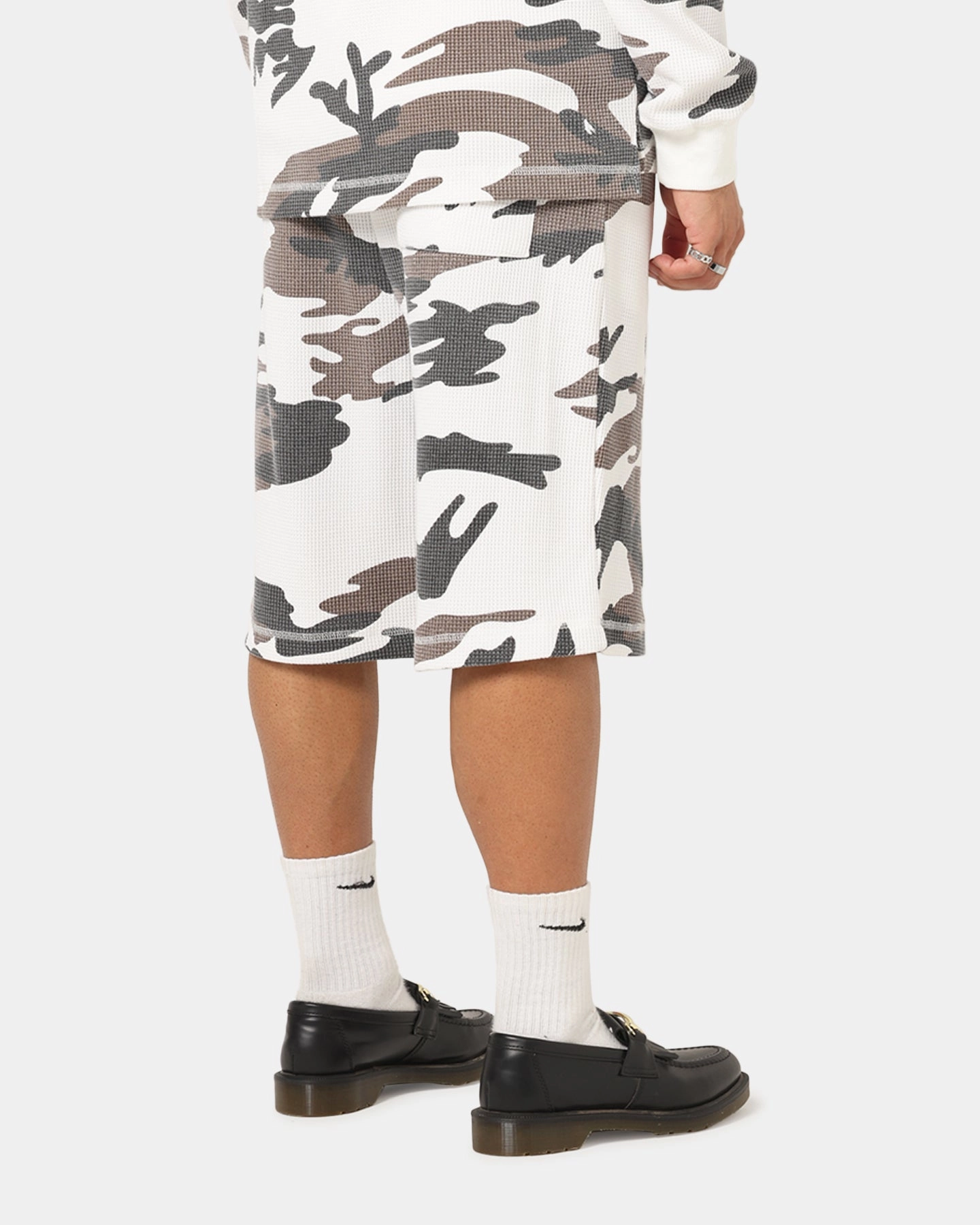 XXIII Printed Thermal Shorts Snow Camo romper Flexible Stitching