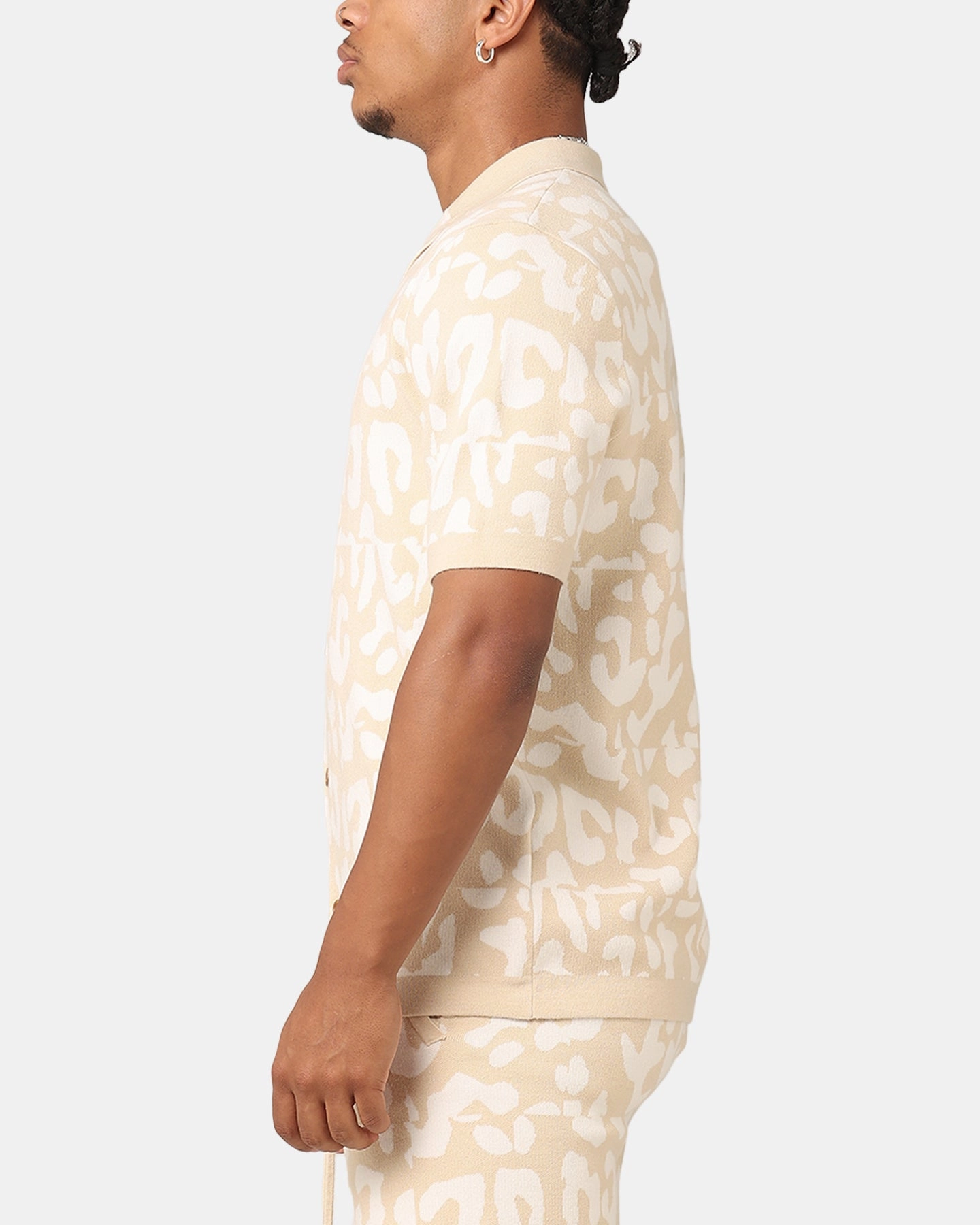 XXIII Puzzle Knit Button Up Shirt Beige/Off White Smart Look Casual Friday