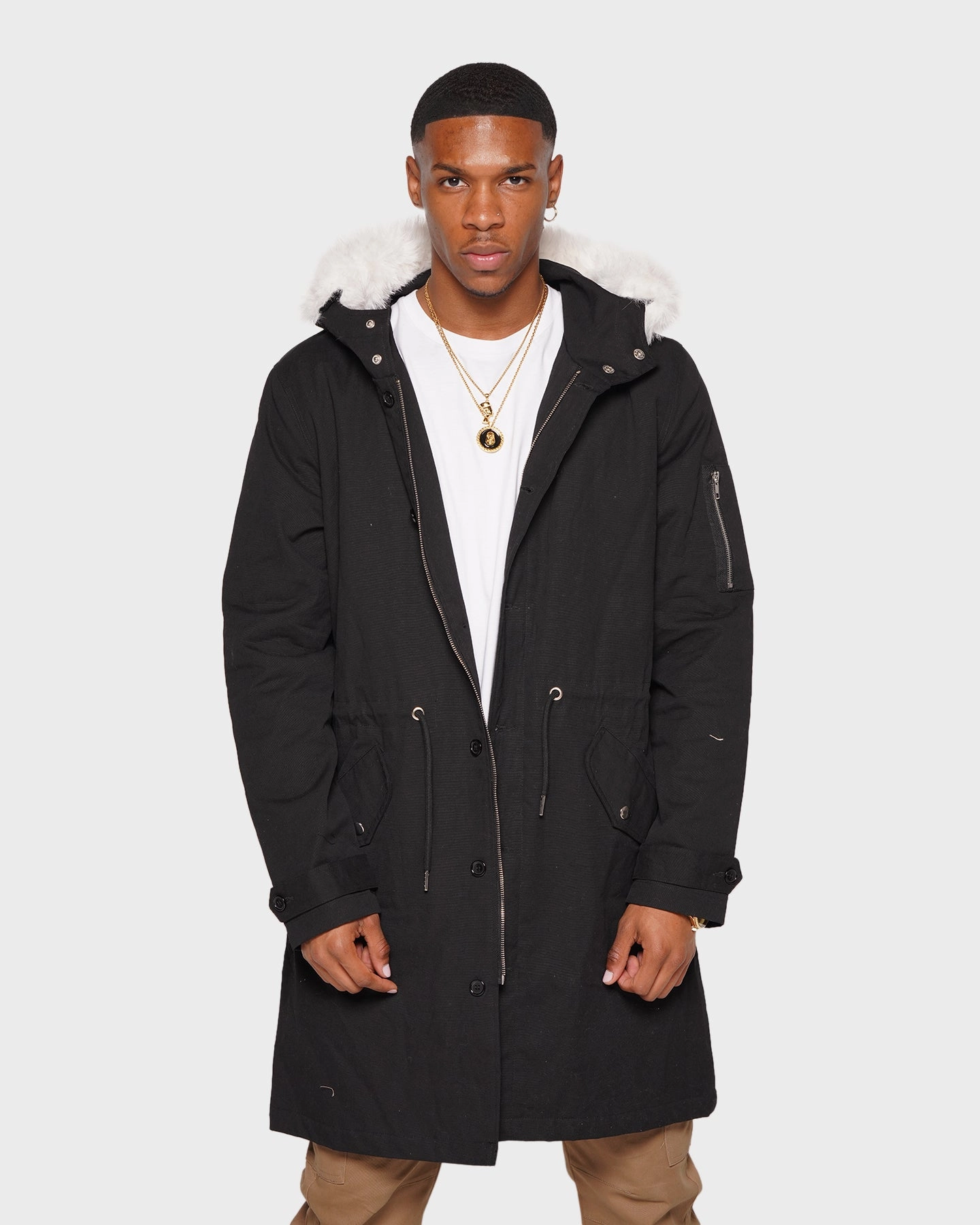 XXIII Qader Fur Collar Jacket Black Windproof Outer Layer