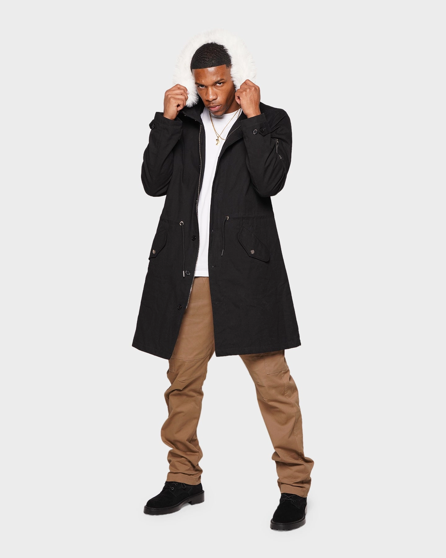XXIII Qader Fur Collar Jacket Black Dance