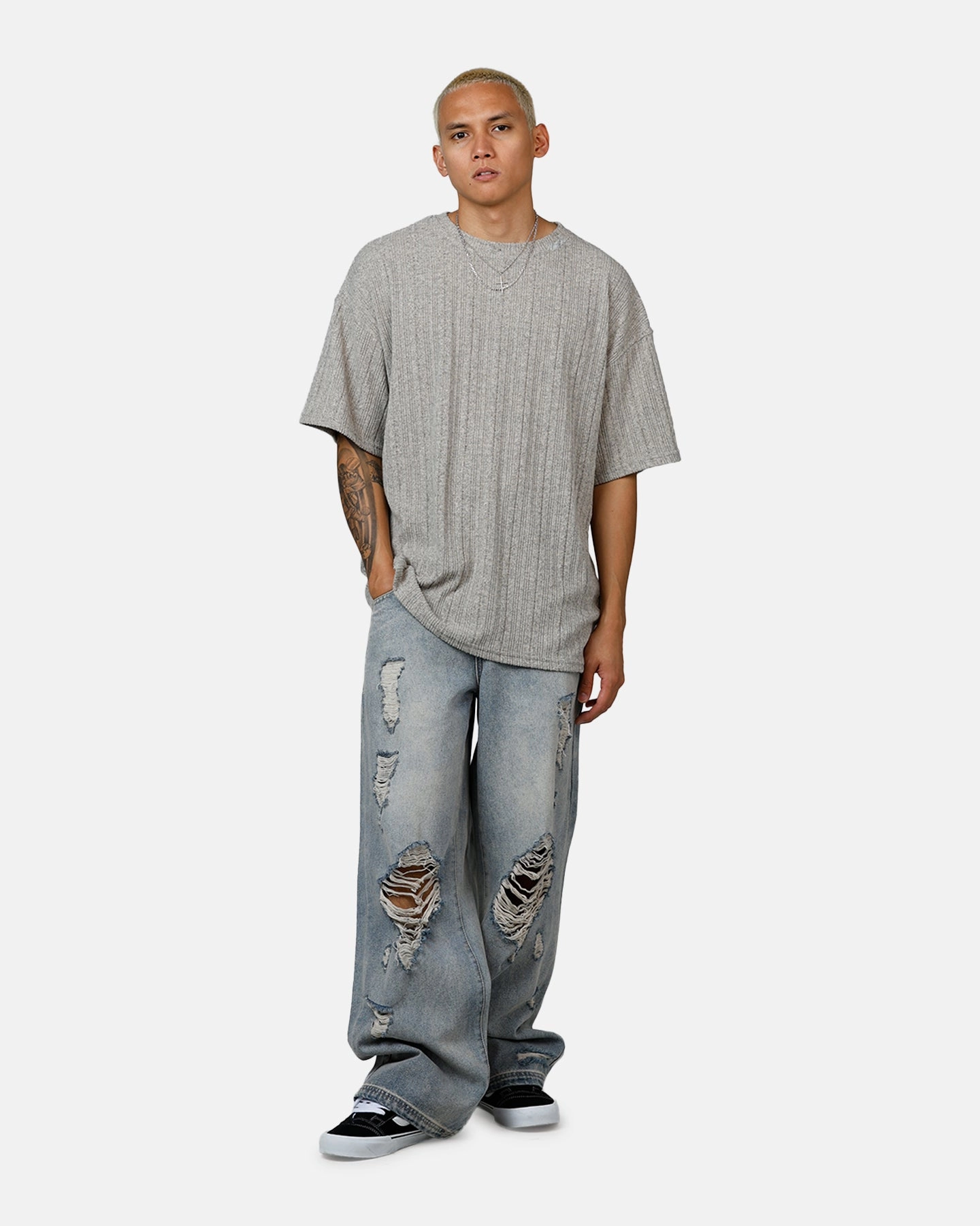 XXIII Rib Knit T-Shirt Grey Marle Soft touch finish