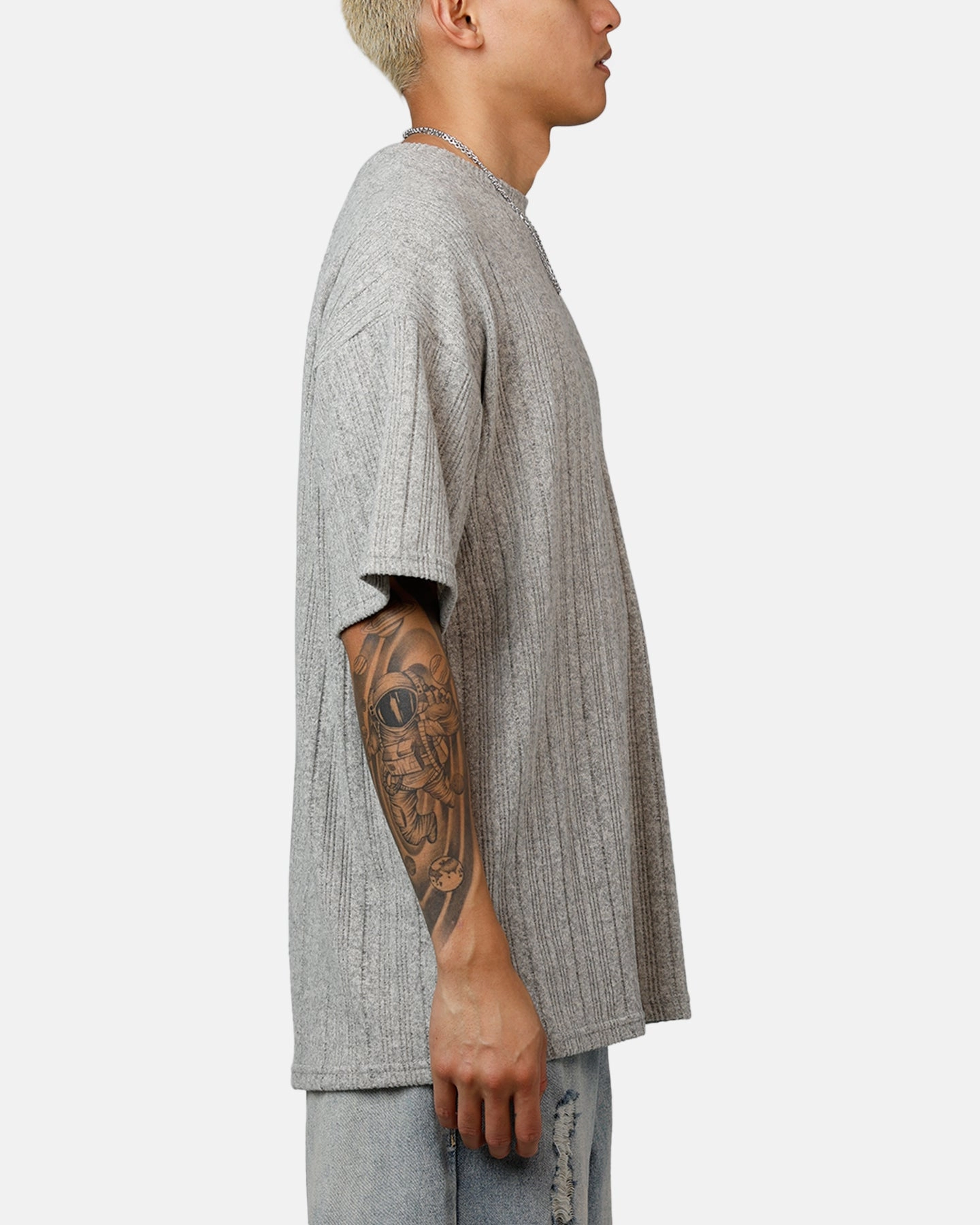 Chic Outfit Soft Finish XXIII Rib Knit T-Shirt Grey Marle