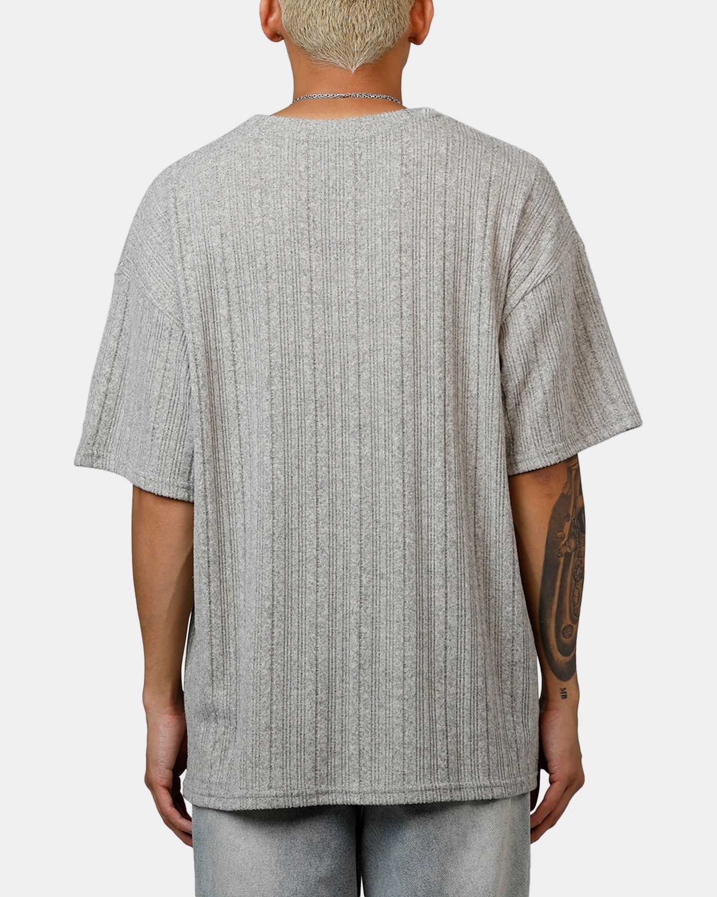 Long Sleeve Fresh Style Trend XXIII Rib Knit T-Shirt Grey Marle