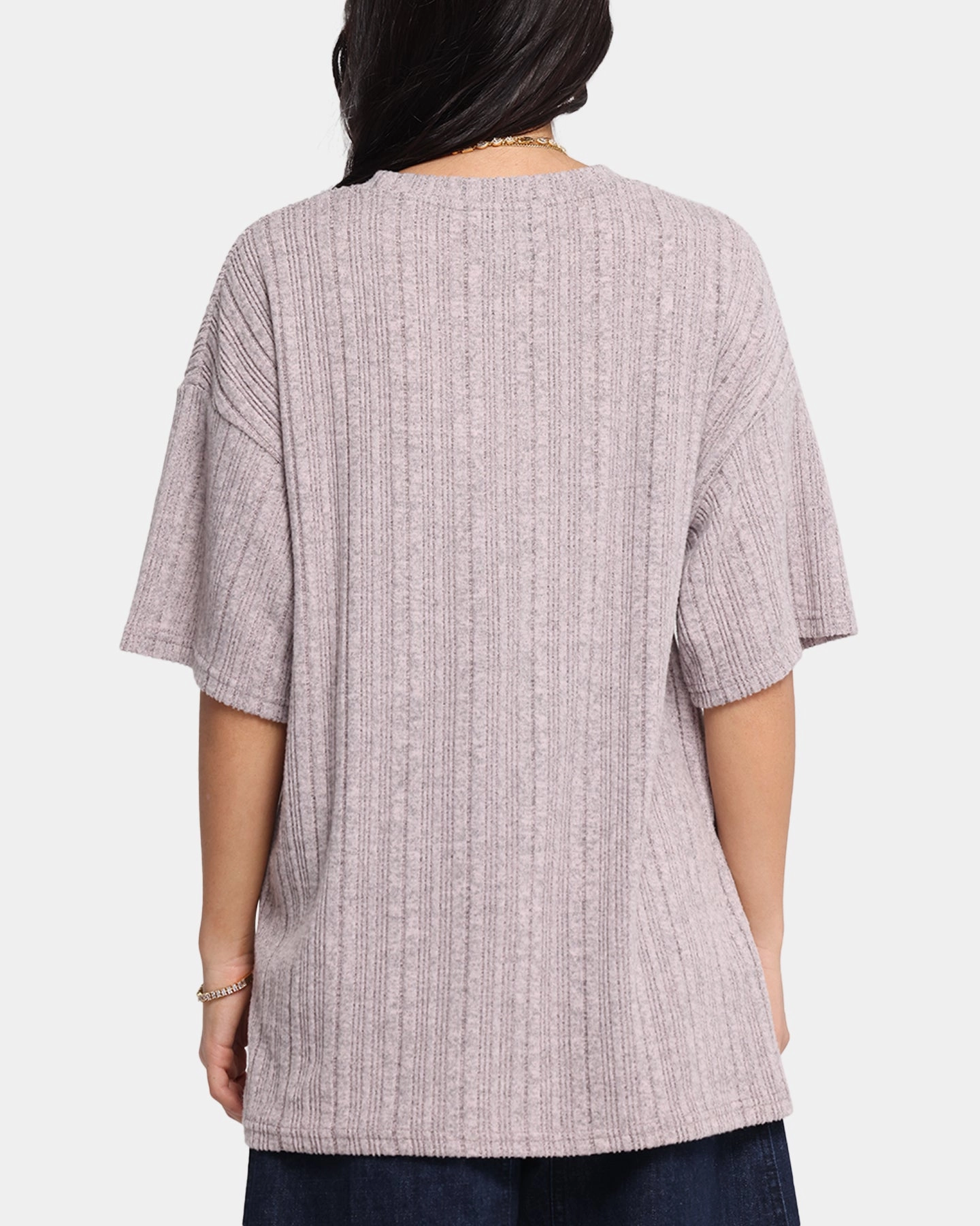 Glossy Look XXIII Rib Knit T-Shirt Pink Marle