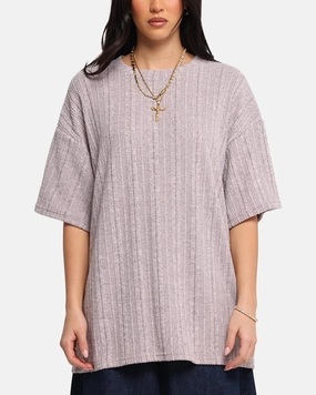 Comfy Layer Wear Flexible Shoulder Seams XXIII Rib Knit T-Shirt Pink Marle