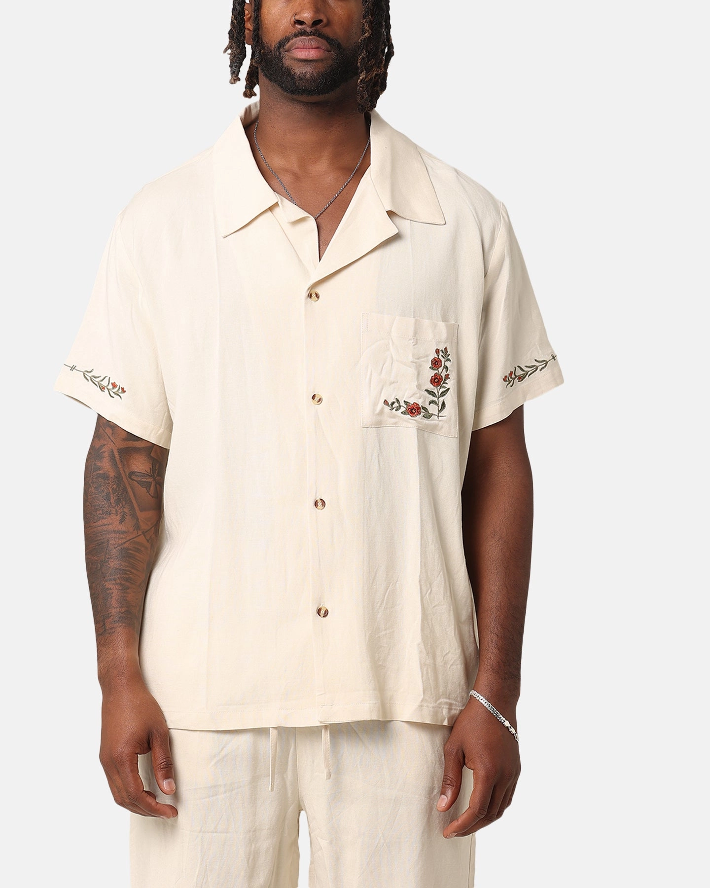 XXIII Serene Linen Button Up Shirt Off White Vibrant Colors