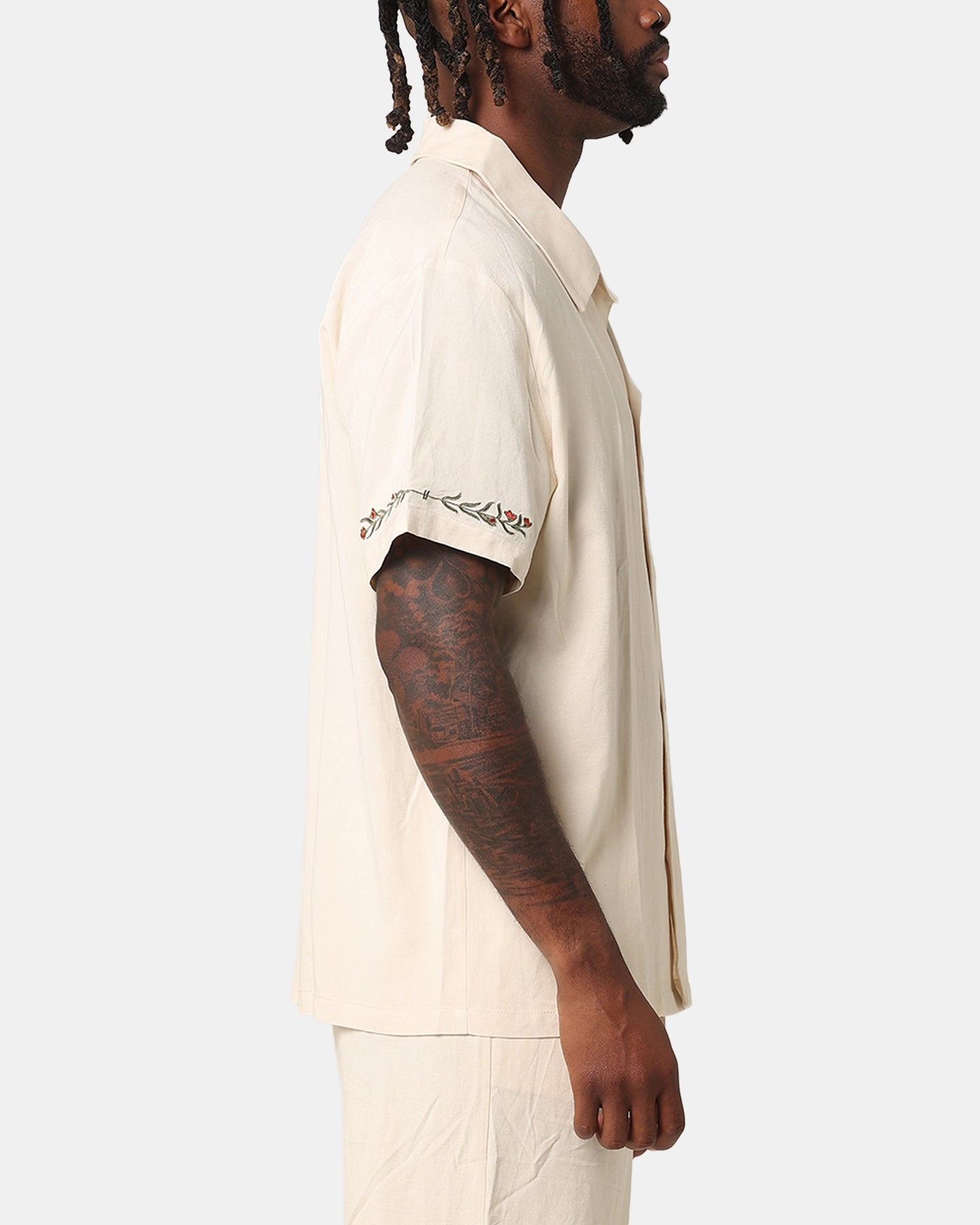 XXIII Serene Linen Button Up Shirt Off White Denim Blend Tear Resistant Reinforcement