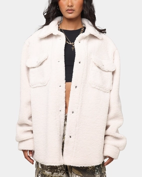 XXIII Shearling Fur Jacket Cream Flexible Seams Low Profile