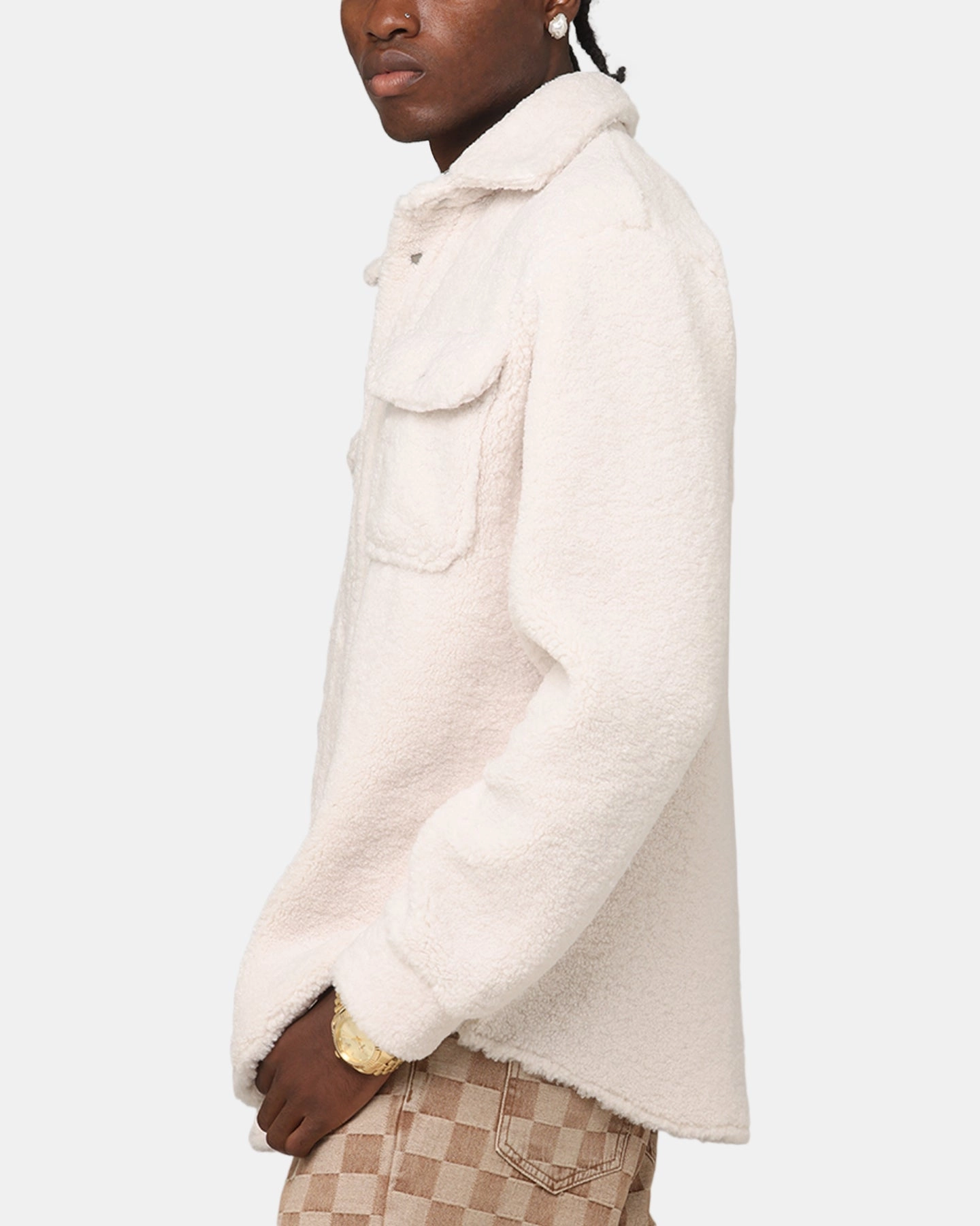 XXIII Shearling Fur Jacket Cream Sporty Shield anti static