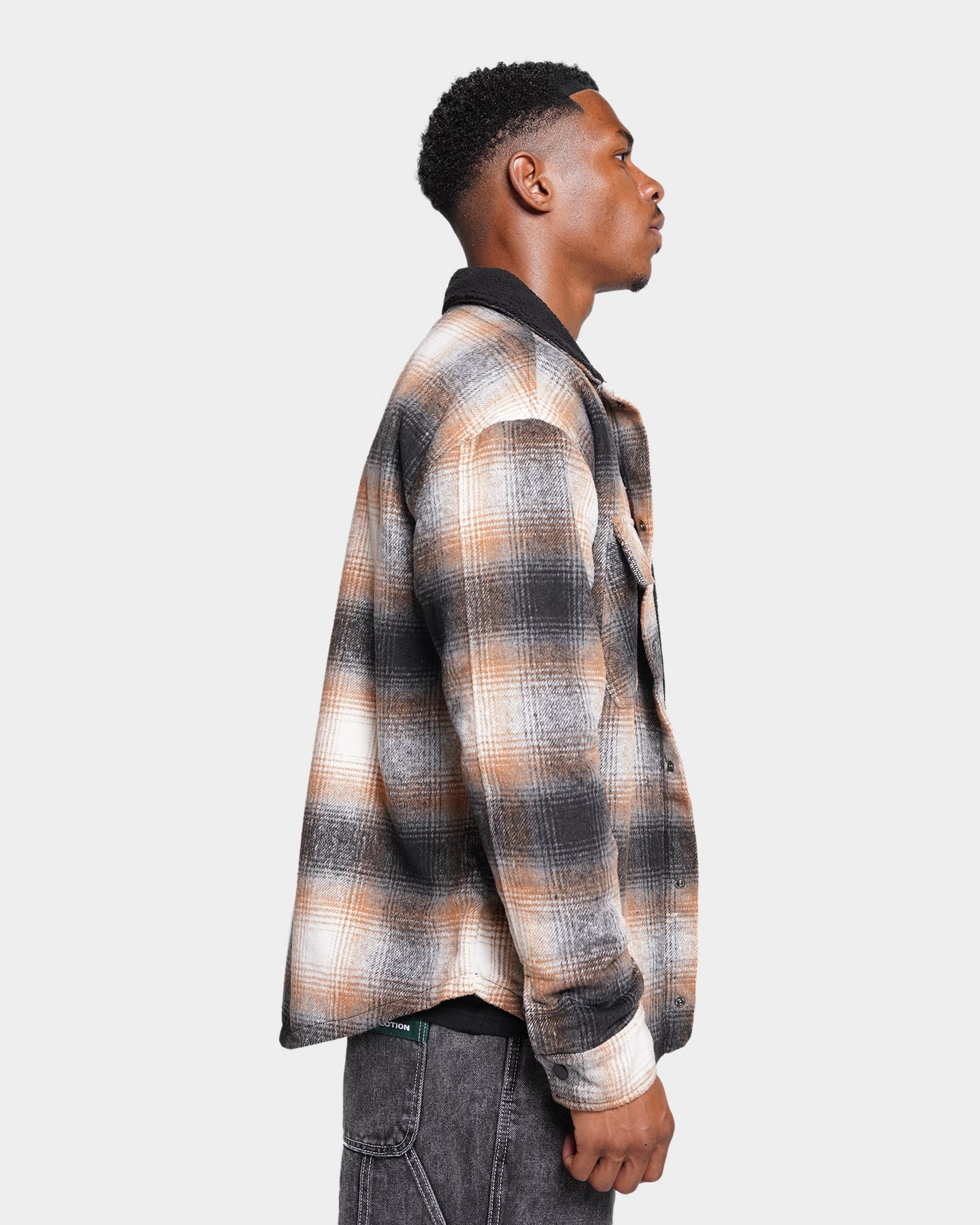 suitable for talent shows Algorithm XXIII Sherpa Flannel Jacket Tan/Black