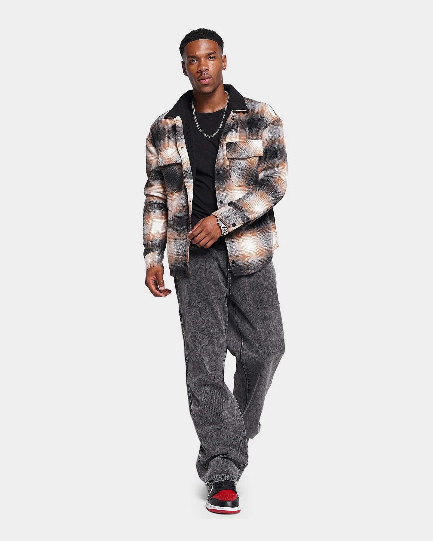 XXIII Sherpa Flannel Jacket Tan/Black Rain Blocker