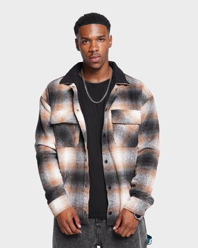 suitable for casual gatherings XXIII Sherpa Flannel Jacket Tan/Black