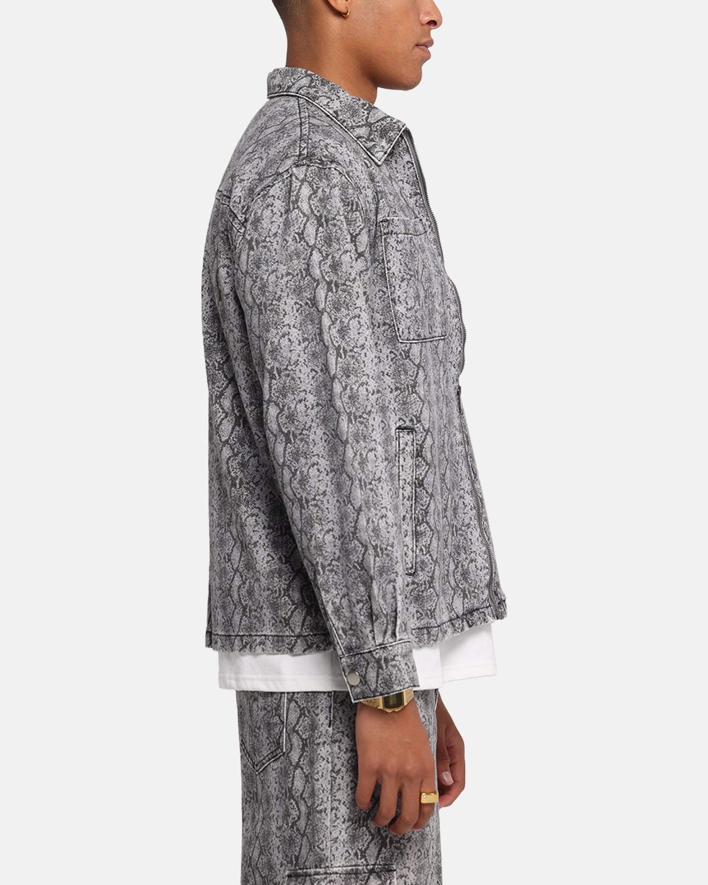 XXIII Snake Skin Jacket Black Snake Print Tear Resistant Class
