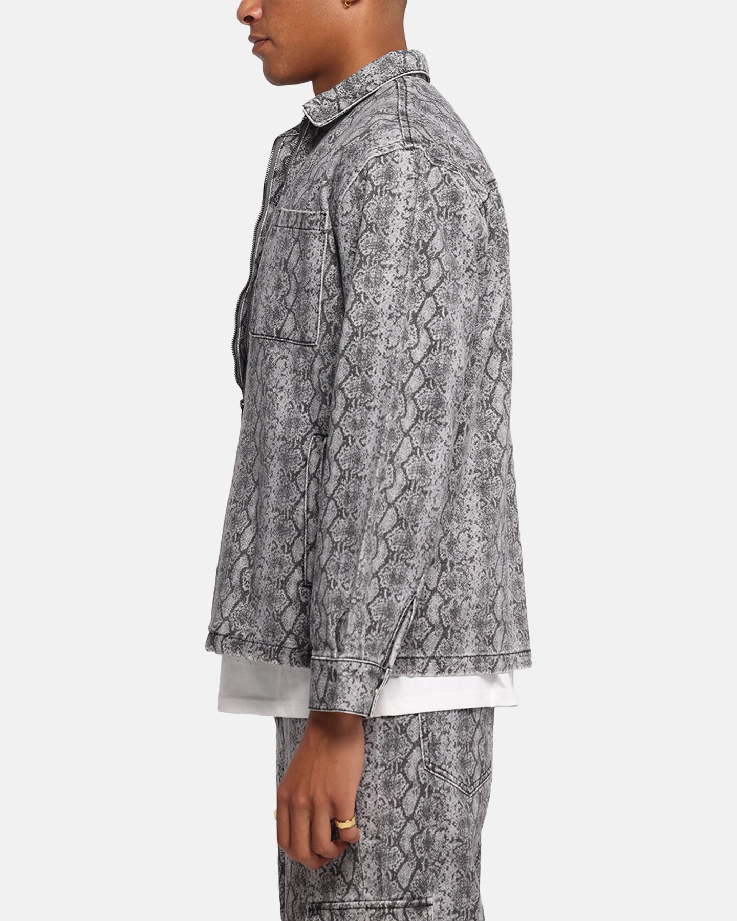 XXIII Snake Skin Jacket Black Snake Print Beret Reinforced Shoulder Panels