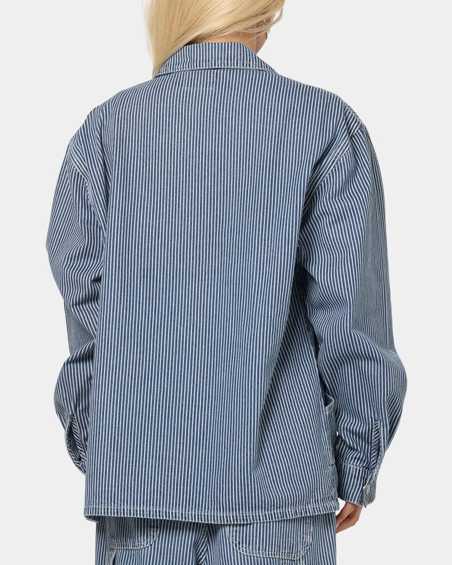 XXIII Striped Work Jacket Navy Stripe Hold Convertible Collar
