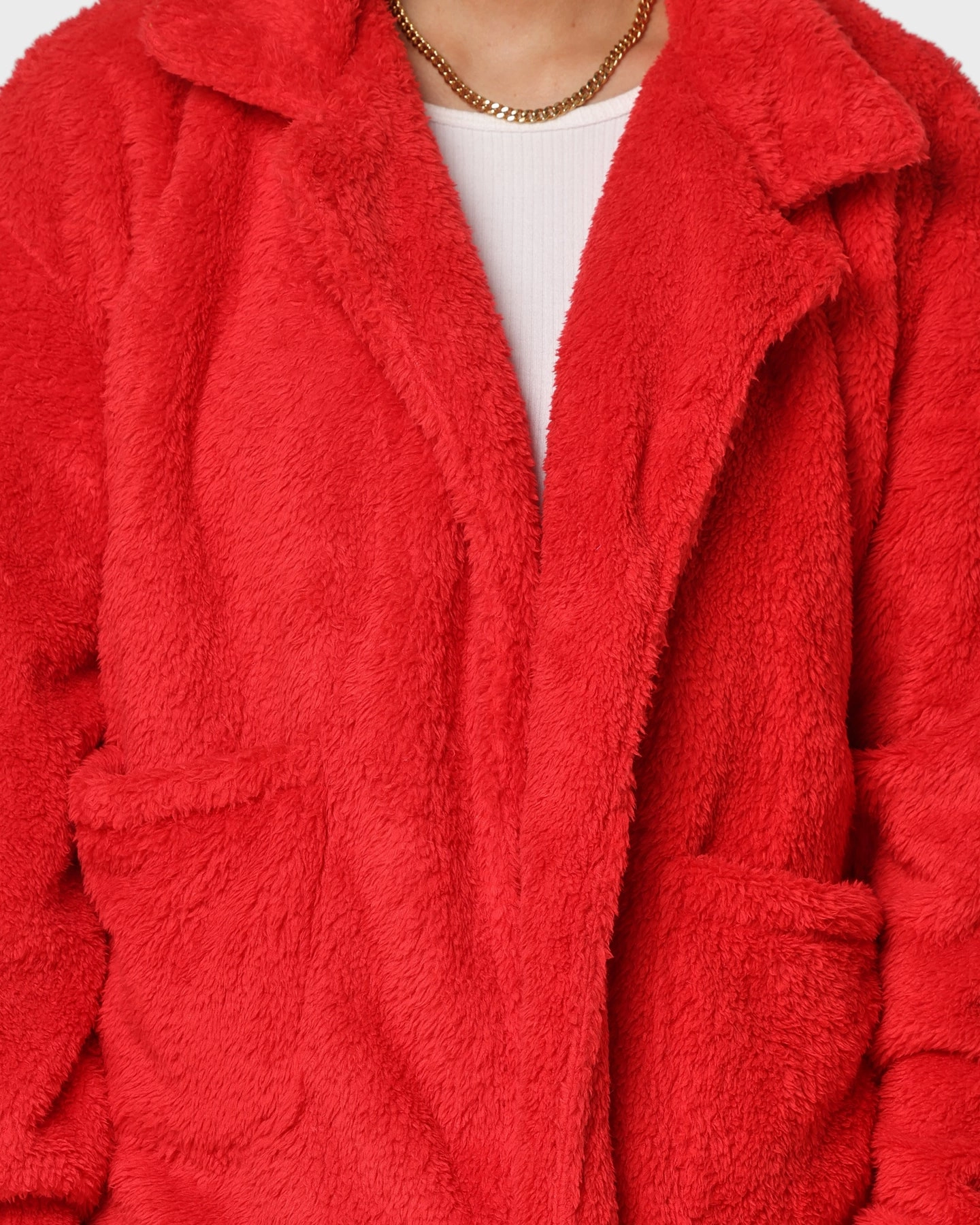 complementary item XXIII Talha Red Fur Jacket Red