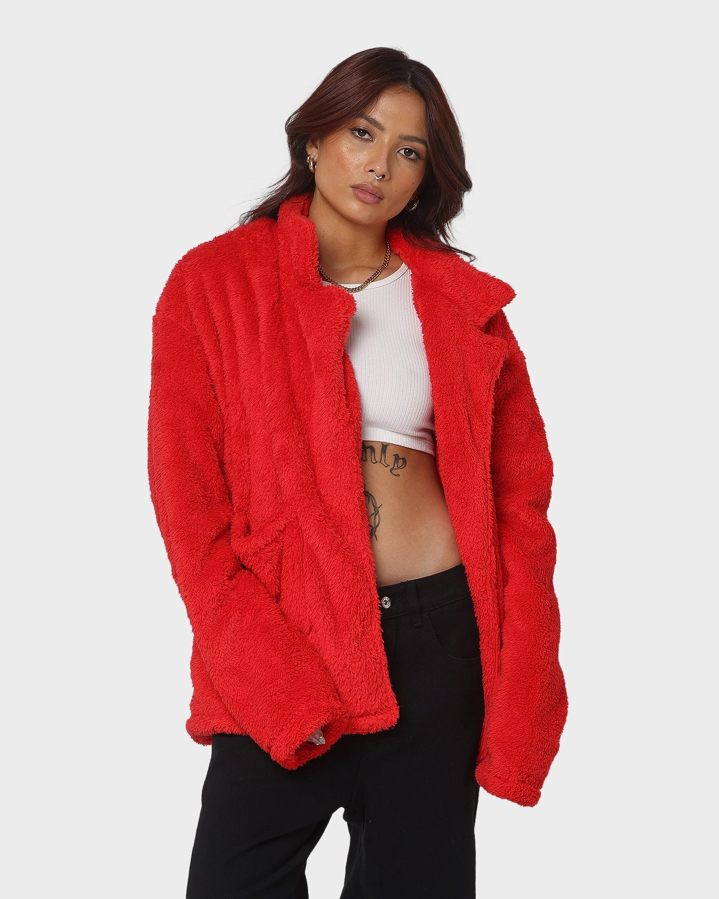 suitable for cultural festivals XXIII Talha Red Fur Jacket Red
