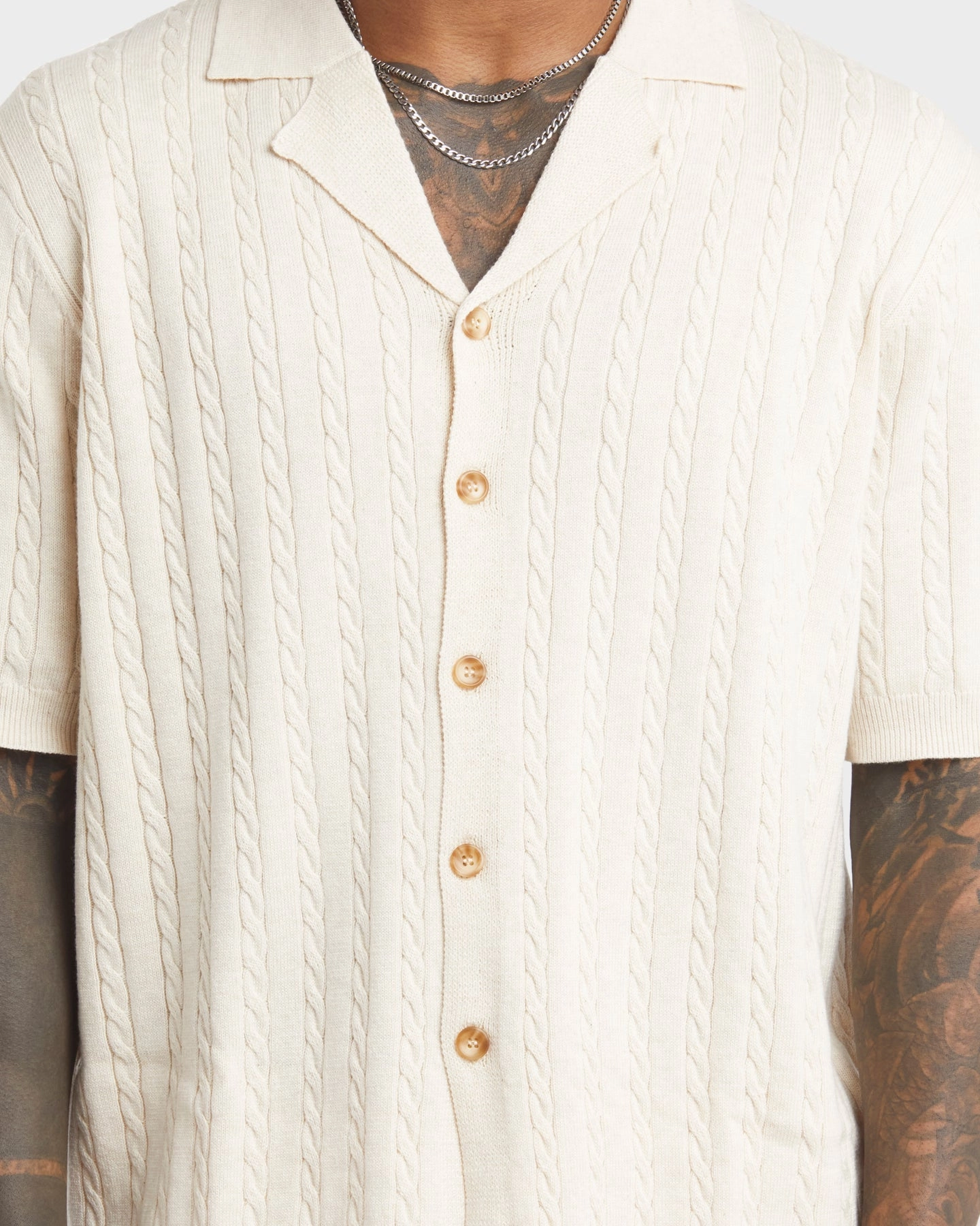XXIII Terry Knit Button Up Shirt Tan Student Essential