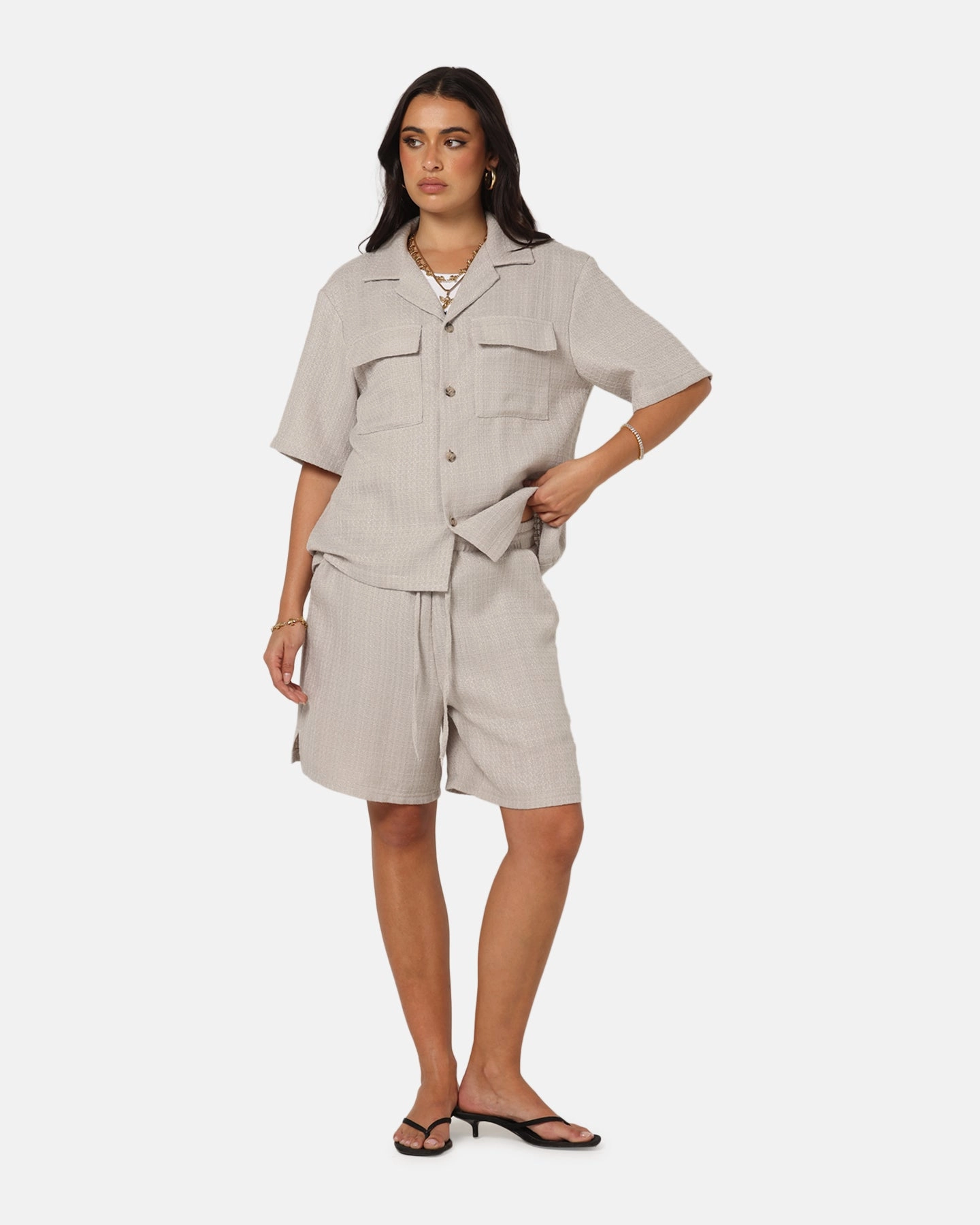 XXIII Textured Shorts Stone Sustainable Manufacturing QuickDryTechnology
