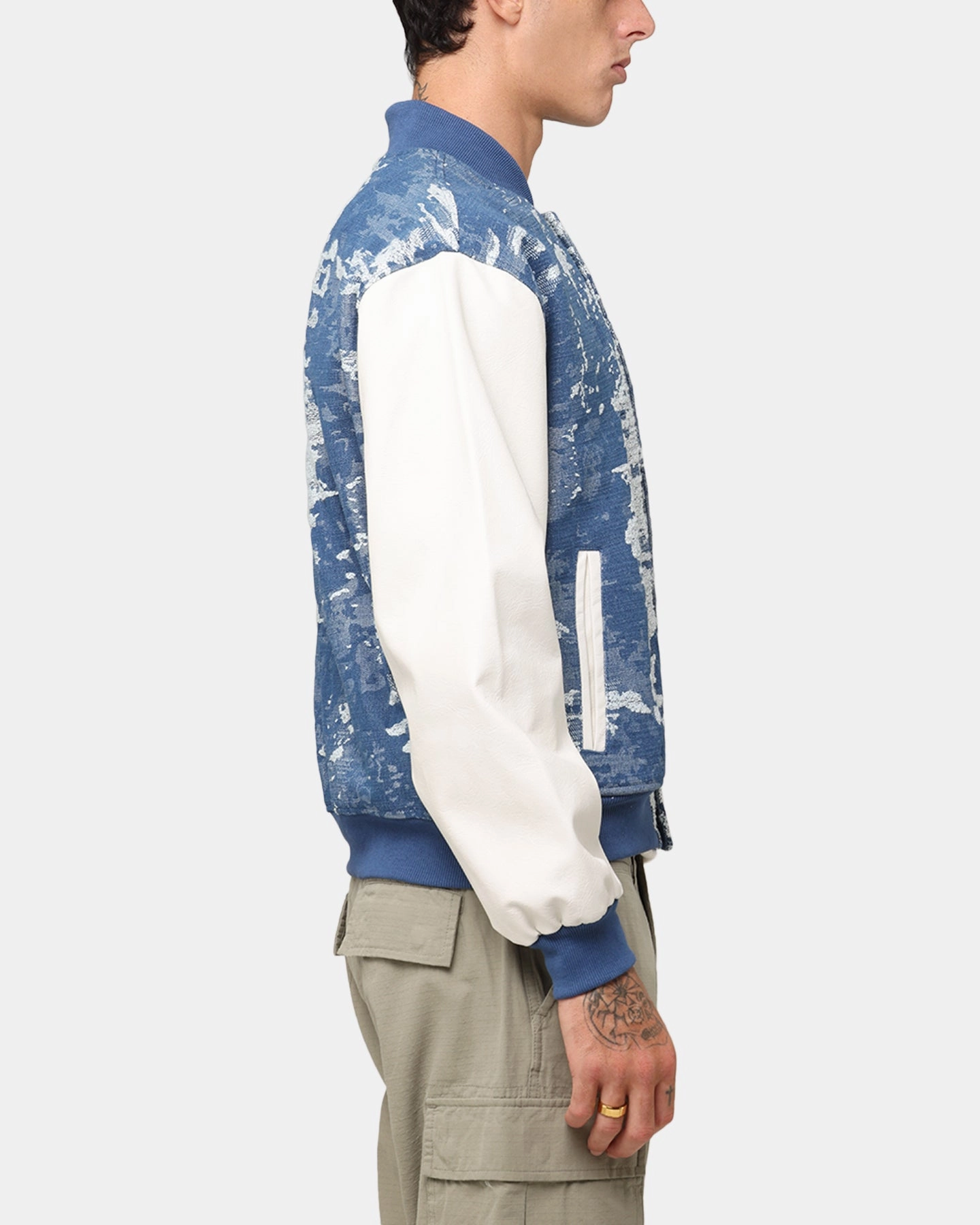 XXIII Textured Varsity Jacket Blue/White Sticker
