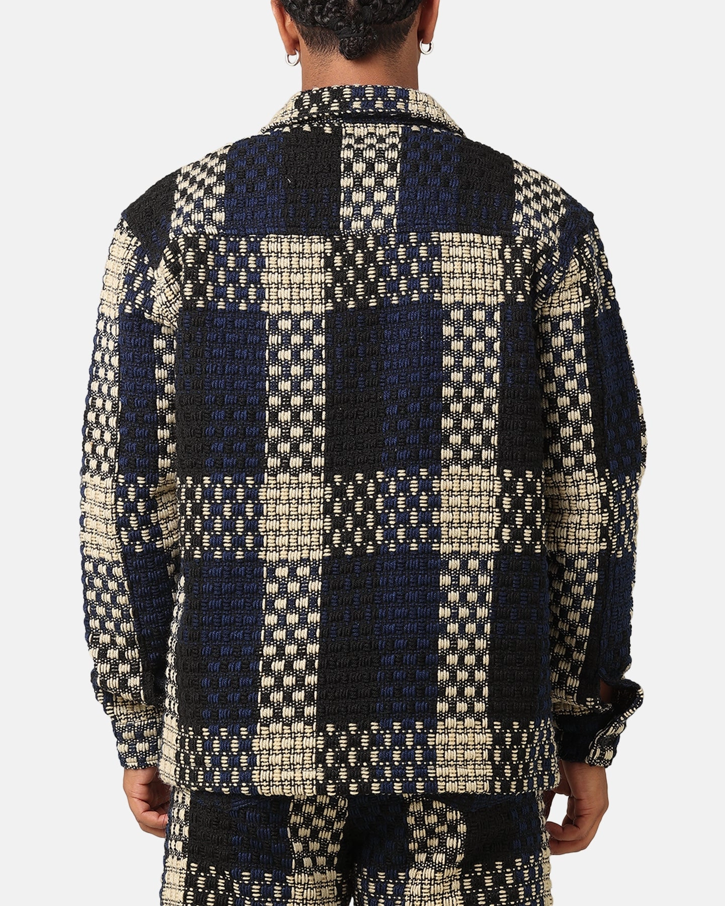 Casual Style XXIII Textured Weave Jacket Blue/Black/Yellow