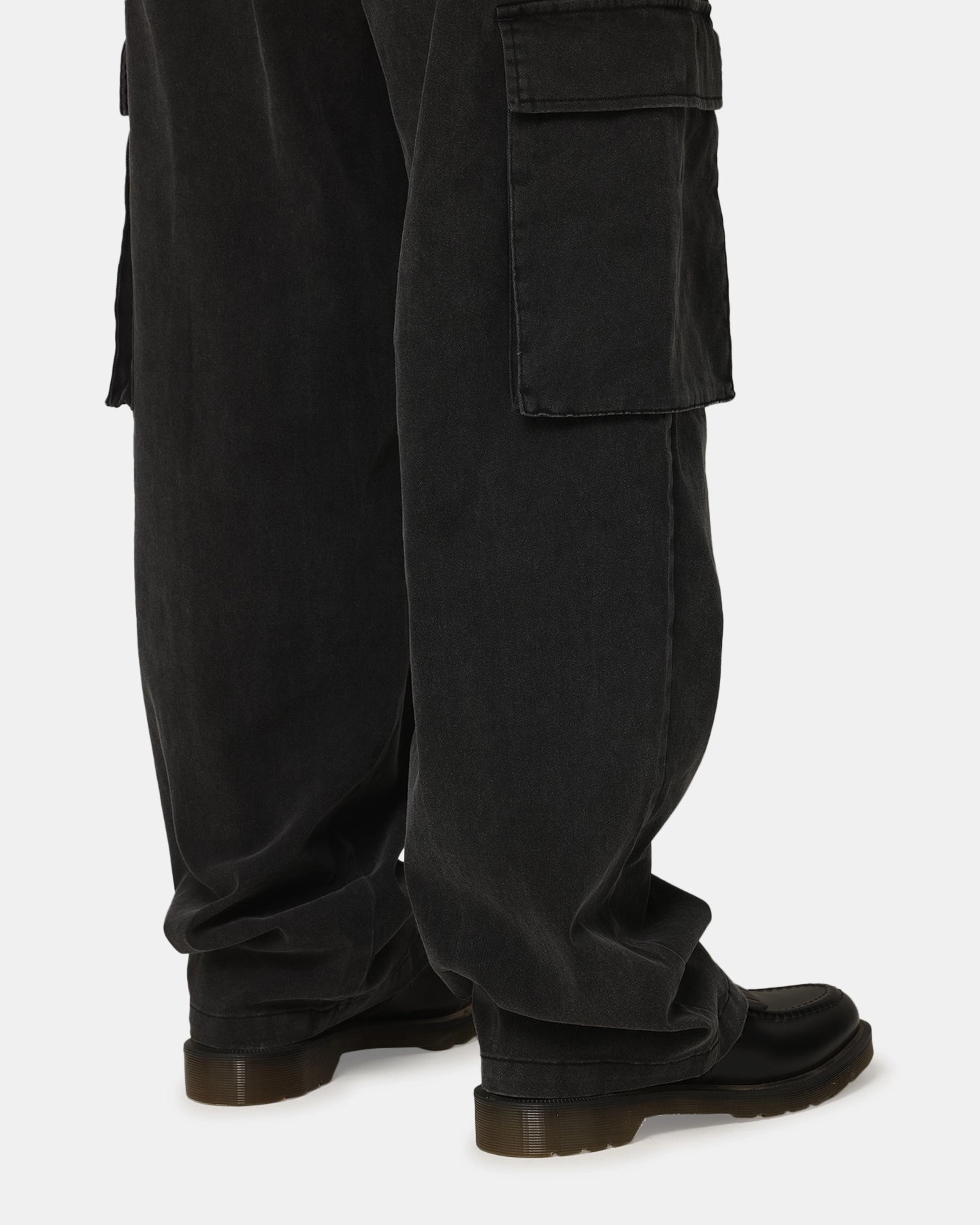 Contoured Panel Design XXIII Tie Up Cargo Pants Washed Black
