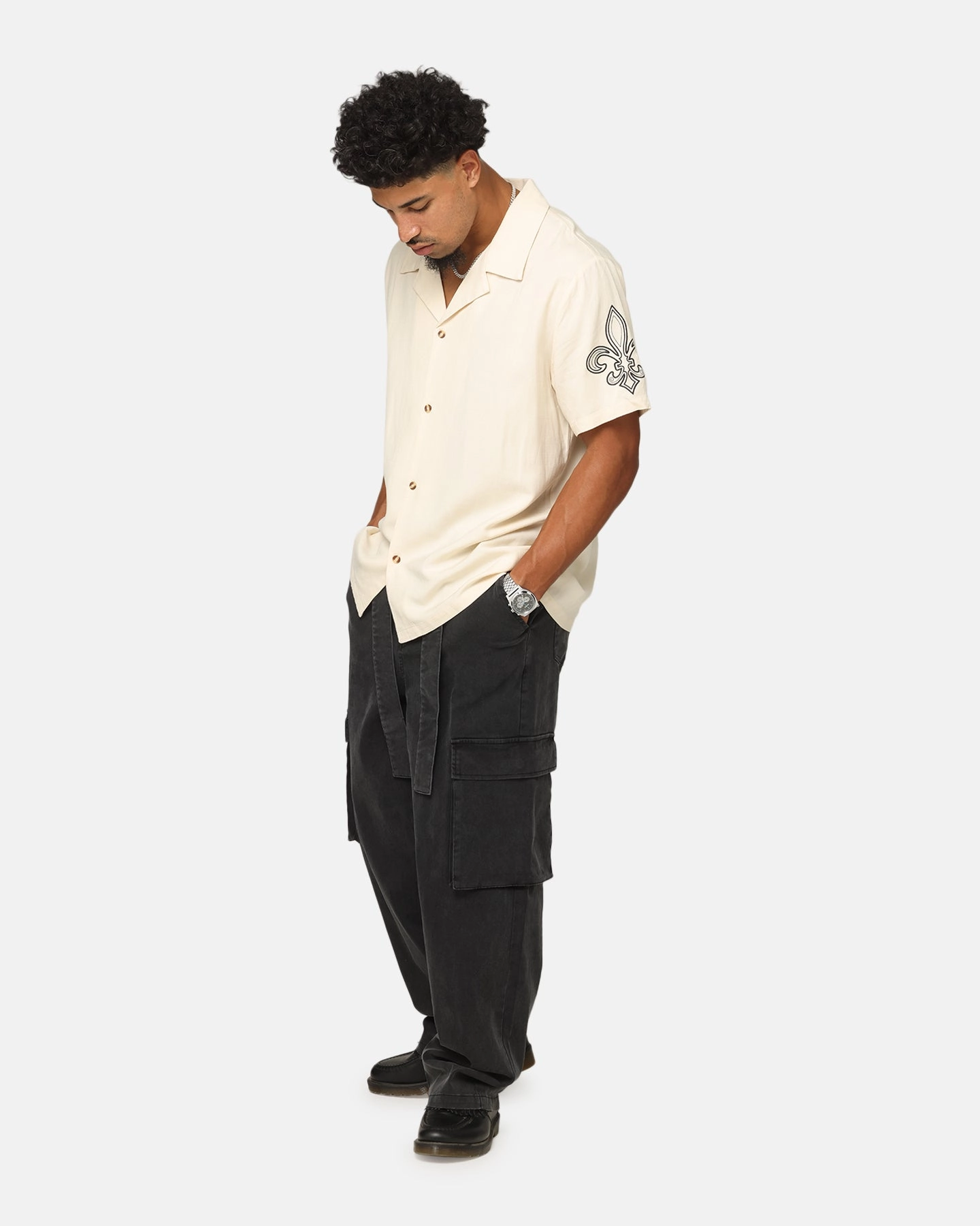 Lightweight insulation Adjustable Closure XXIII Tie Up Cargo Pants Washed Black