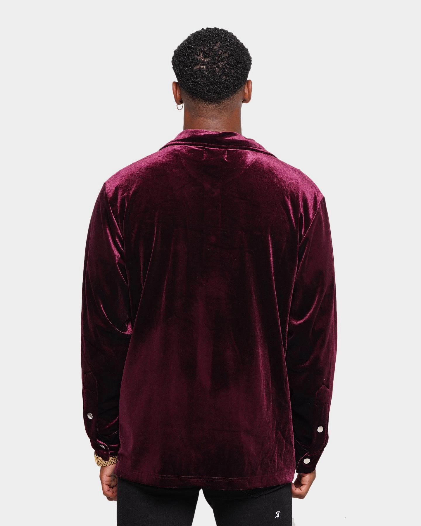 AntiStatic Lining XXIII Uzair Velour Button Up Shirt Burgundy